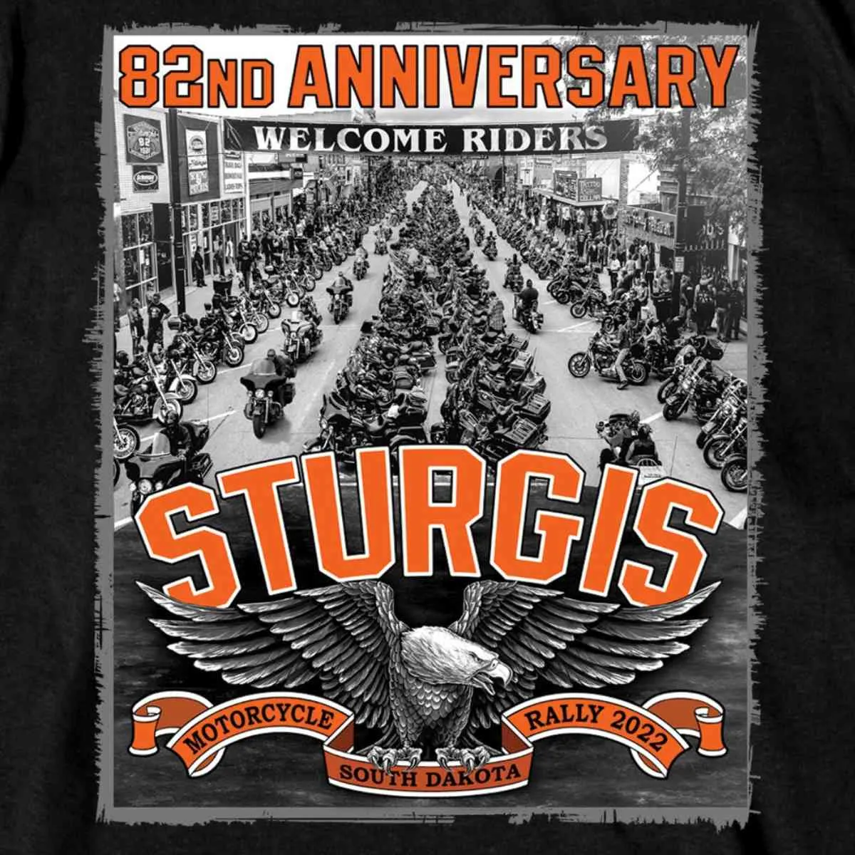 2022 Sturgis Motorcycle Rally SPB1021 Men’s Main Street Photo Black T Shirt