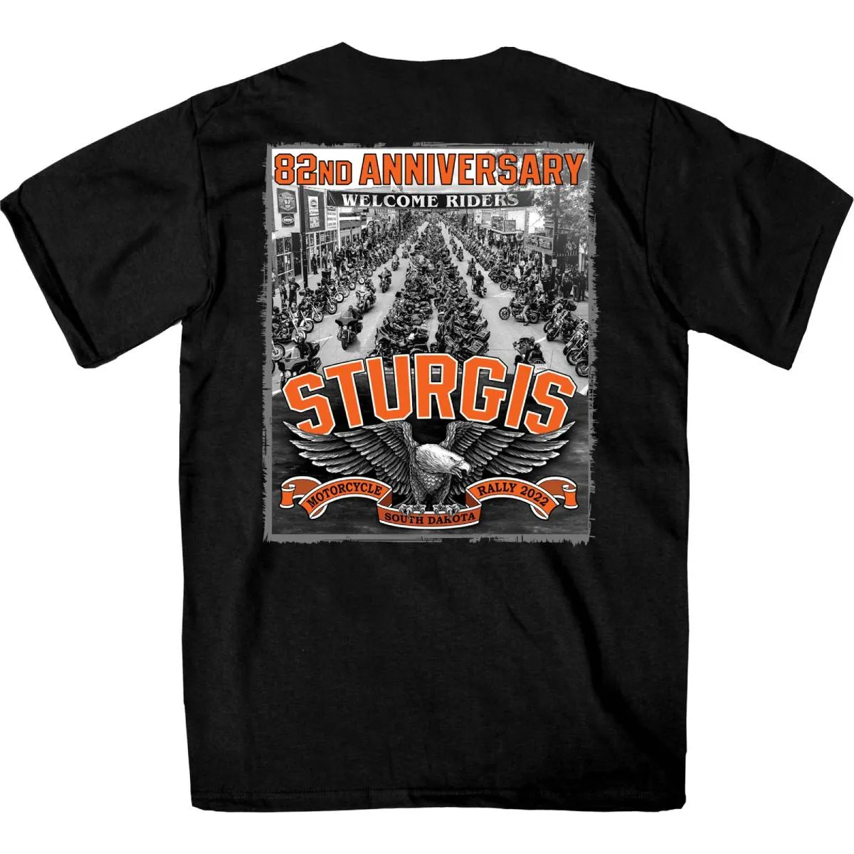 2022 Sturgis Motorcycle Rally SPB1021 Men’s Main Street Photo Black T Shirt