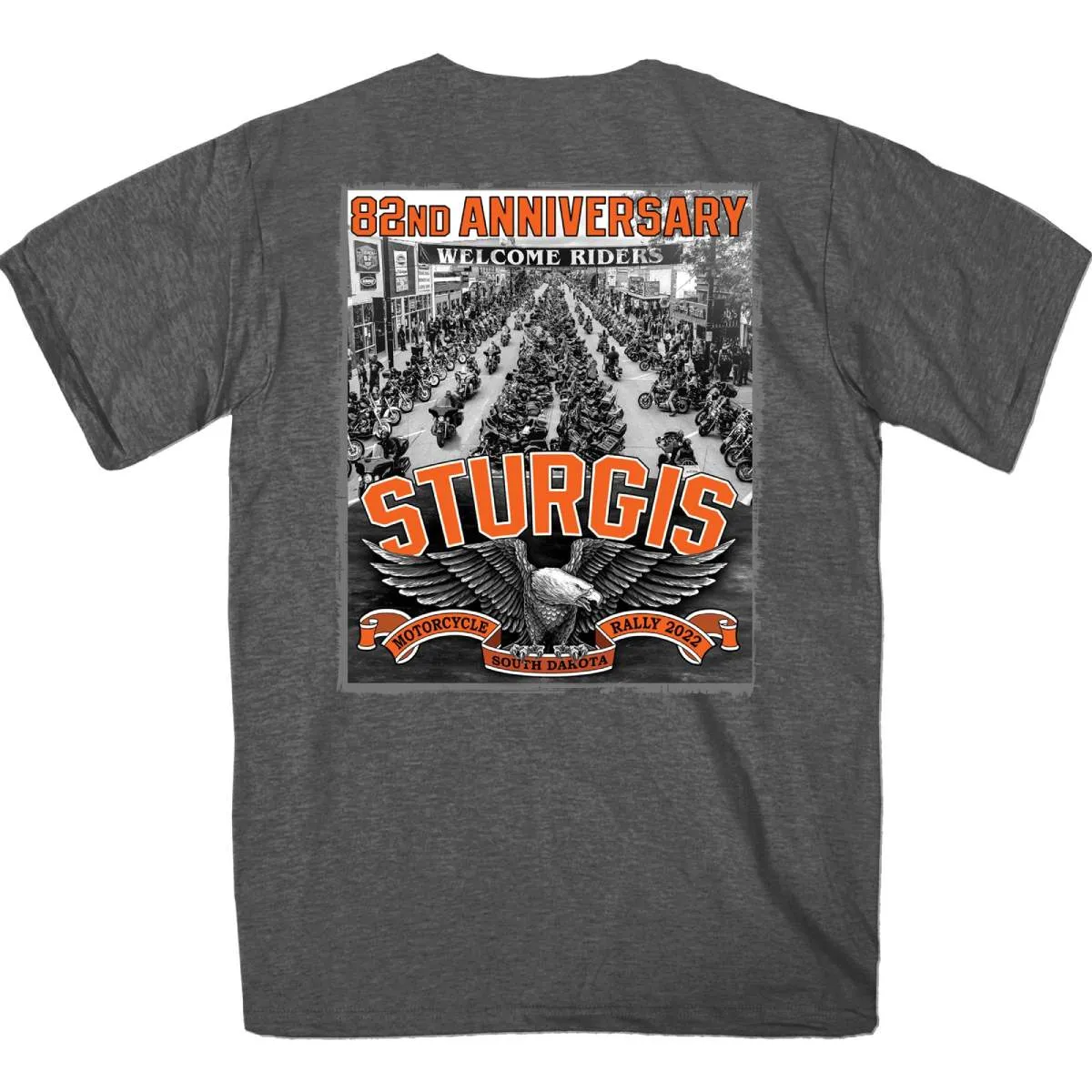 2022 Sturgis Motorcycle Rally SPB1023 Men’s Main Street Photo Heather Charcoal T Shirt