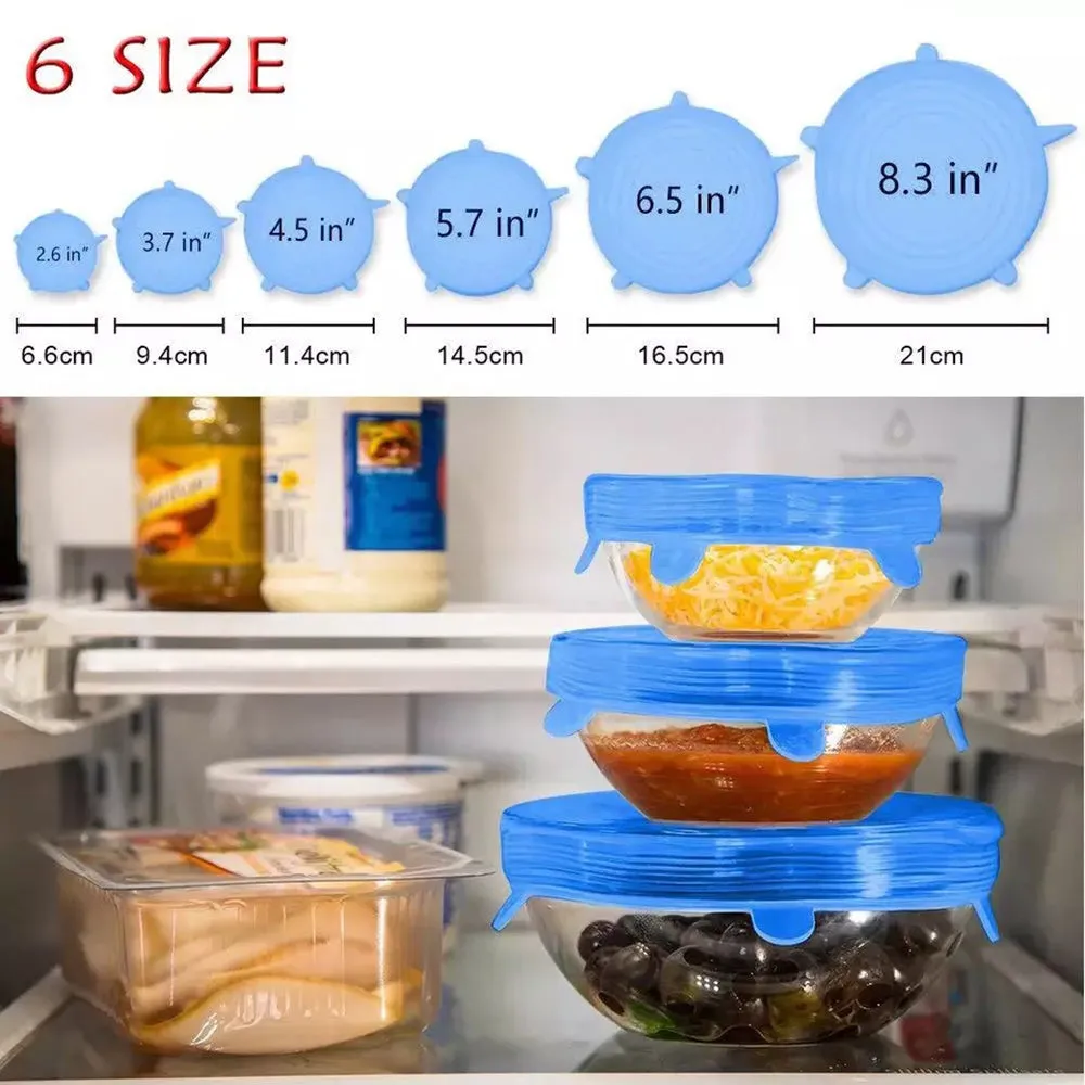 6Pcs Reusable Silicone Stretch Lids