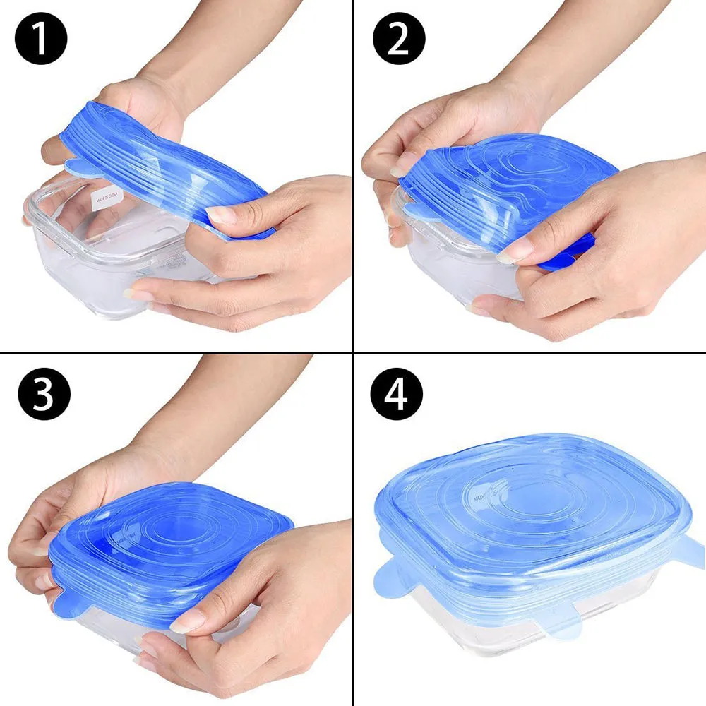 6Pcs Reusable Silicone Stretch Lids