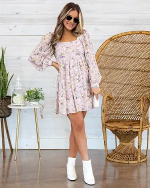 Abeline Ditsy Floral Babydoll Dress - Blush