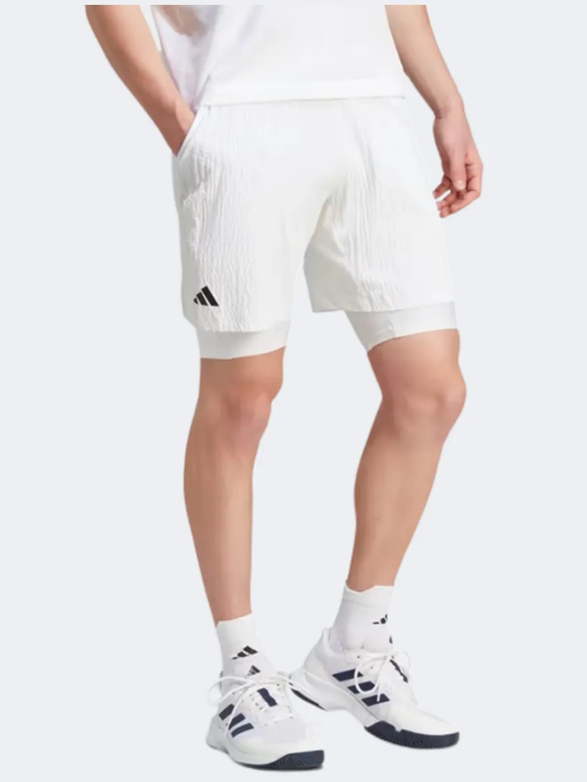 Adidas Pro 2In1 Seersucker Men Tennis Short White