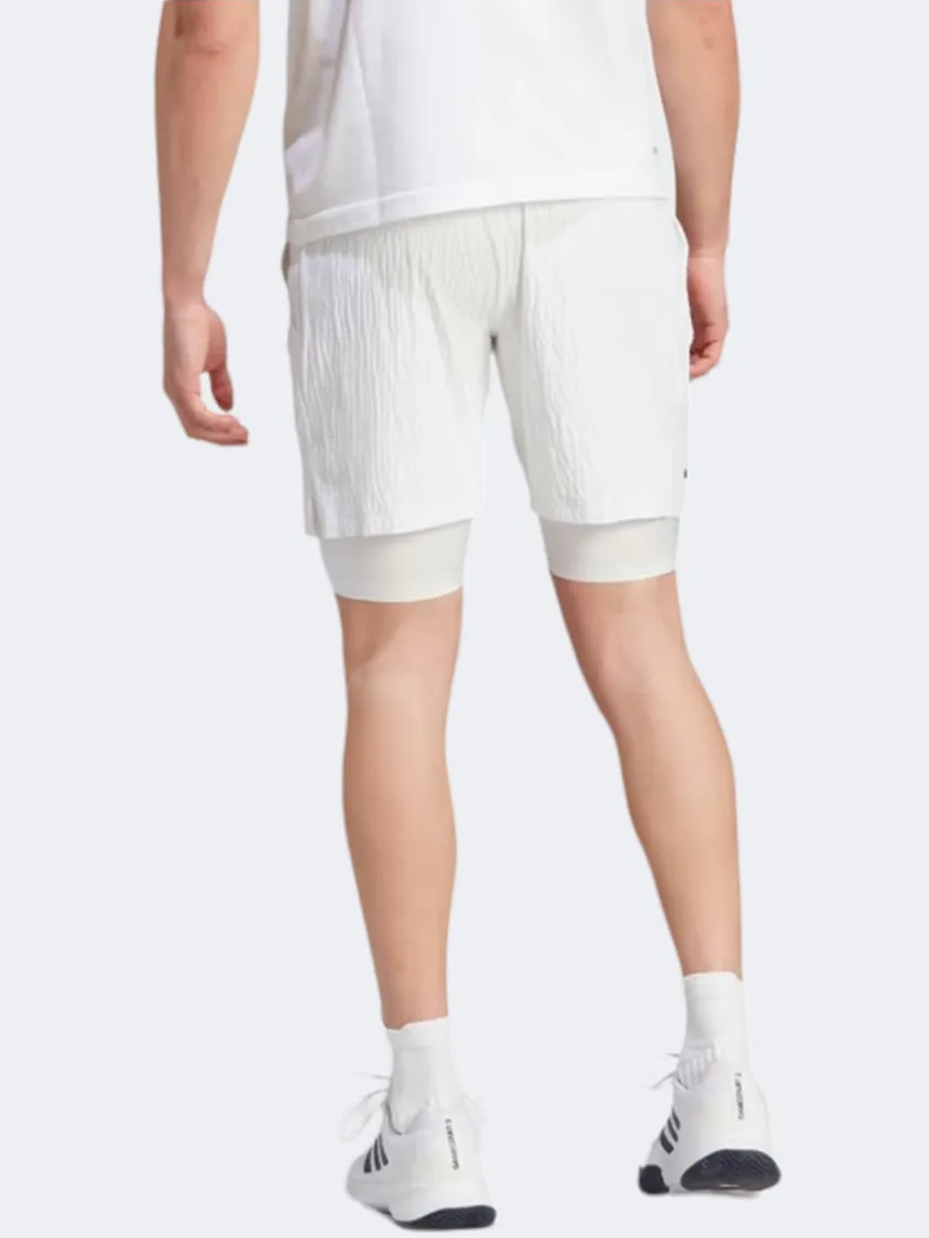 Adidas Pro 2In1 Seersucker Men Tennis Short White