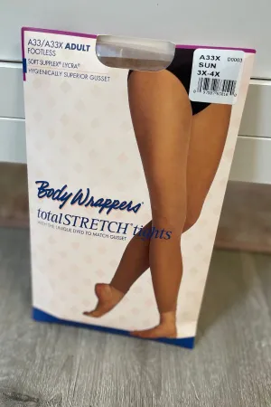 Adult Plus Size TotalSTRETCH Seamless Footless Dance Tights - Suntan