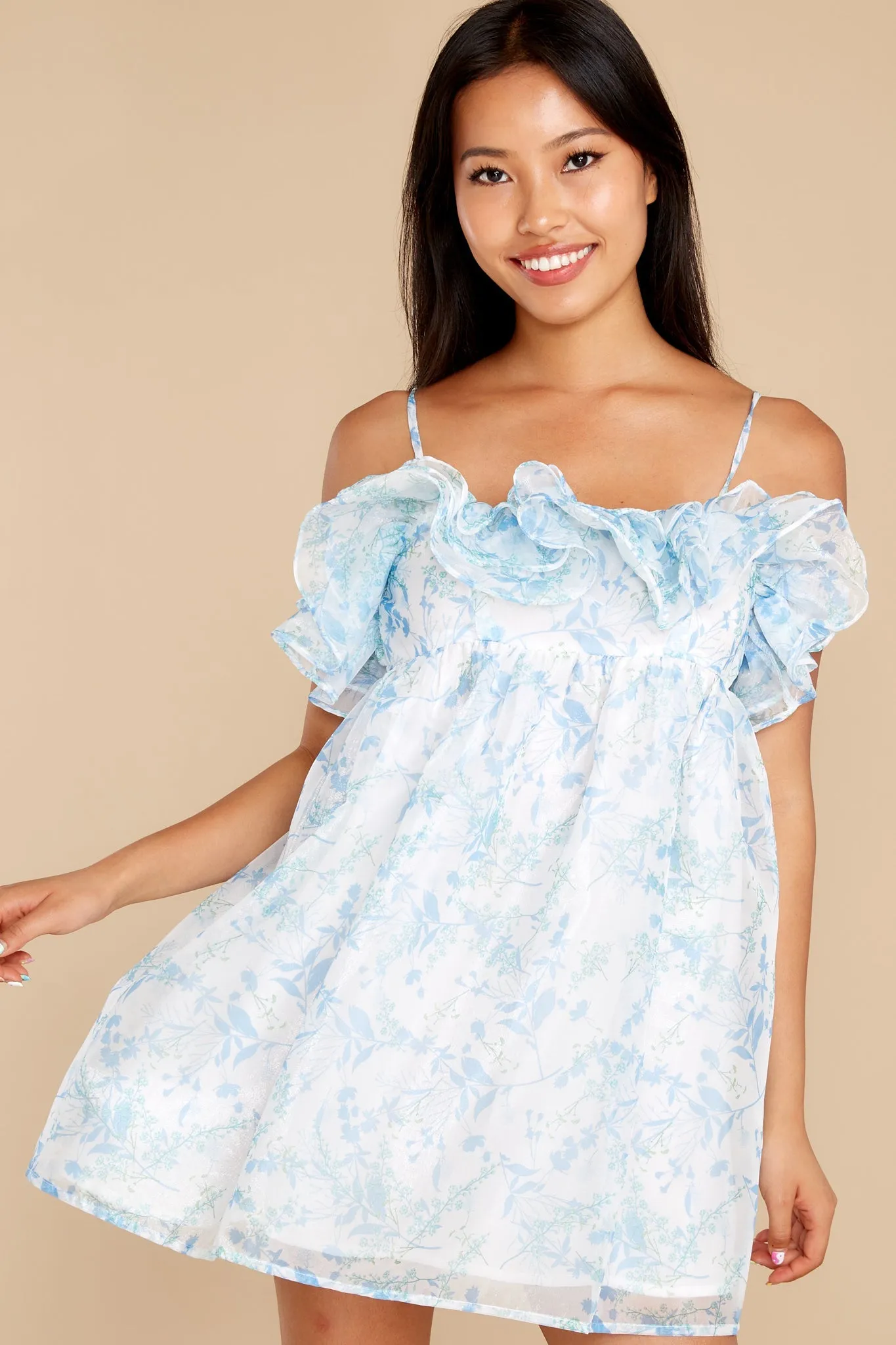 Always Celebrating Blue Floral Print Dress