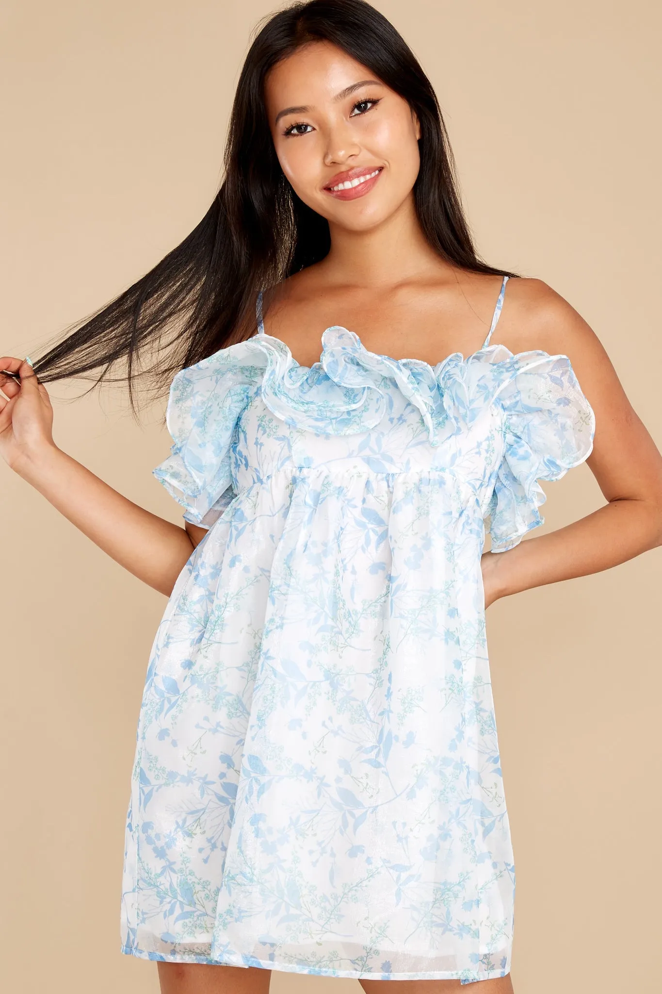 Always Celebrating Blue Floral Print Dress