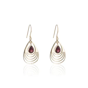 Baila Garnet Earrings, Gold Vermeil