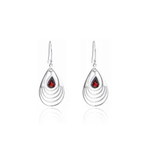 Baila Garnet Earrings,Sterling Silver