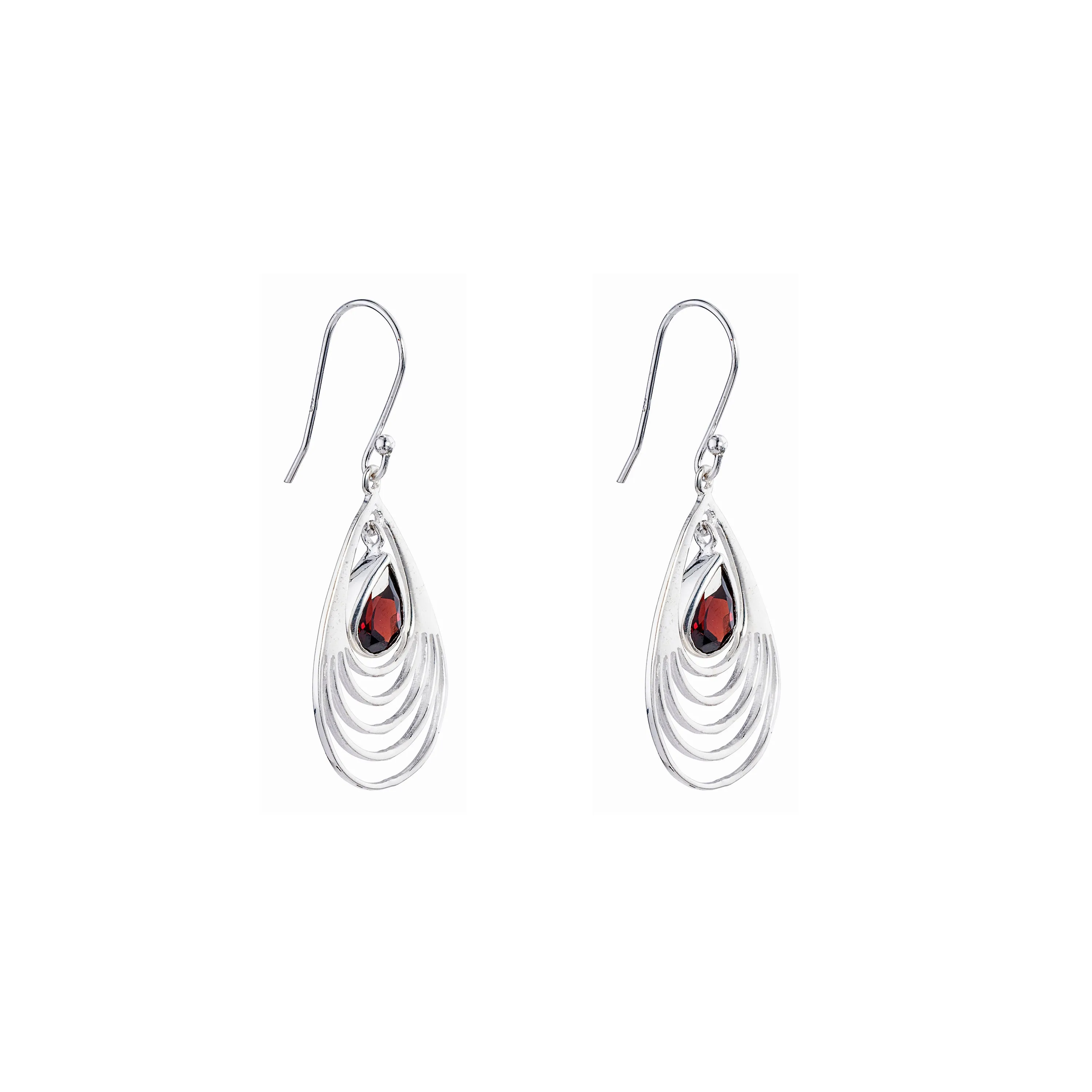 Baila Garnet Earrings,Sterling Silver