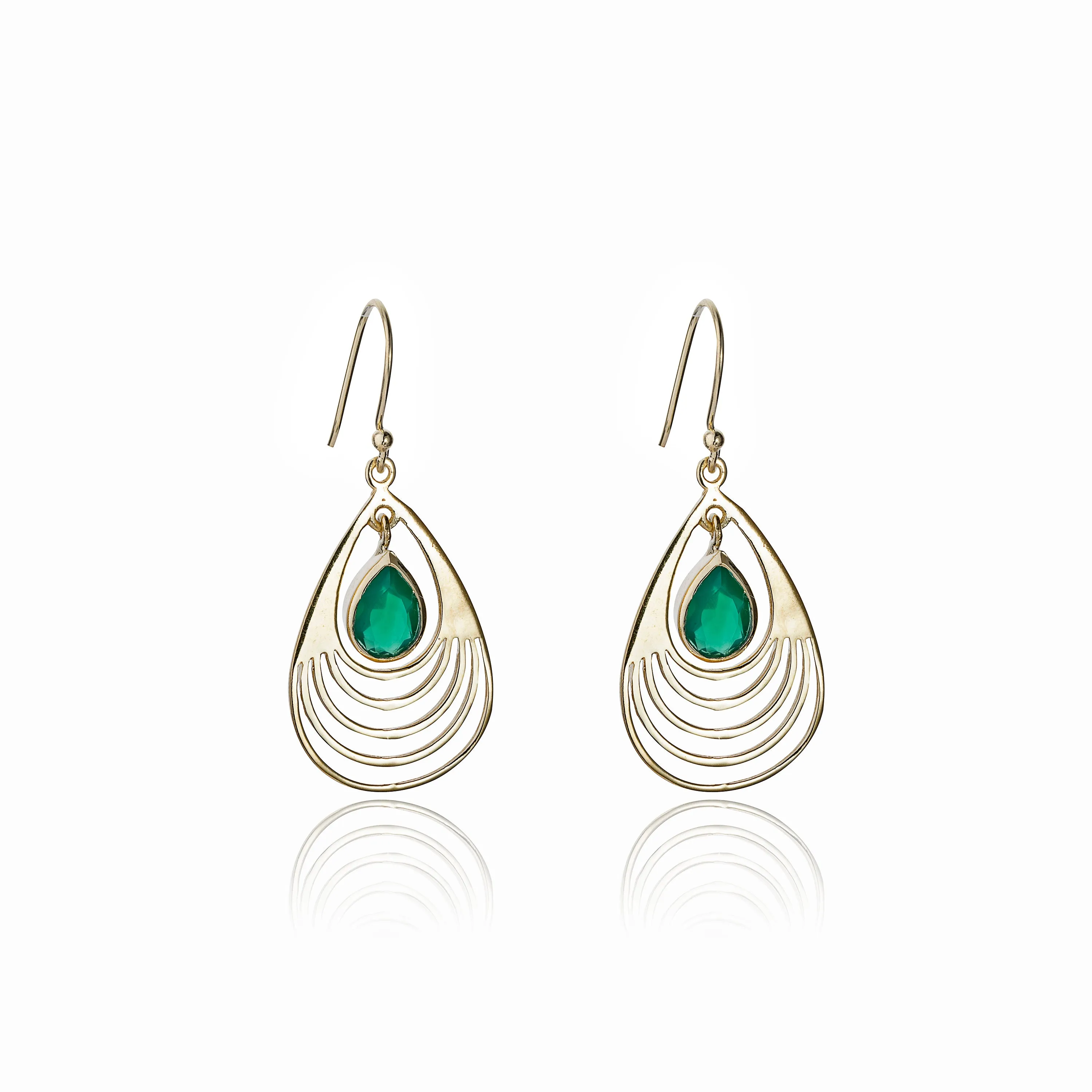 Baila Green Onyx Earrings, Gold Vermeil / Sterling Silver