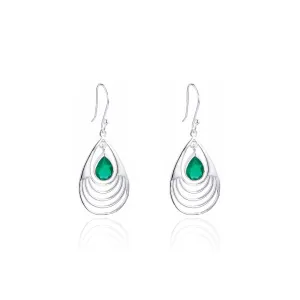 Baila Green Onyx Earrings, Sterling Silver