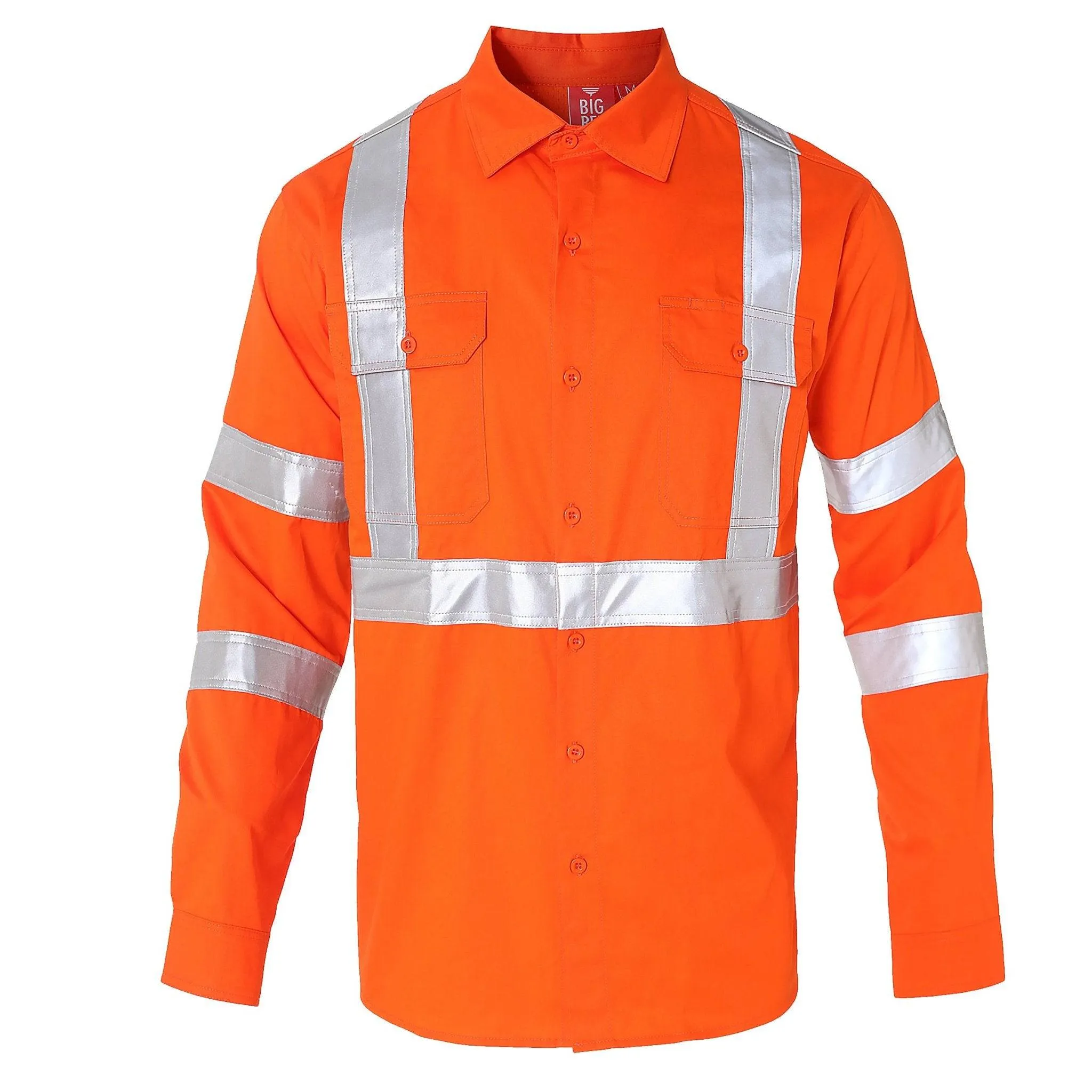 Big Bee Orange Work Shirt X Back Reflective, NSW QLD Rail Shirt