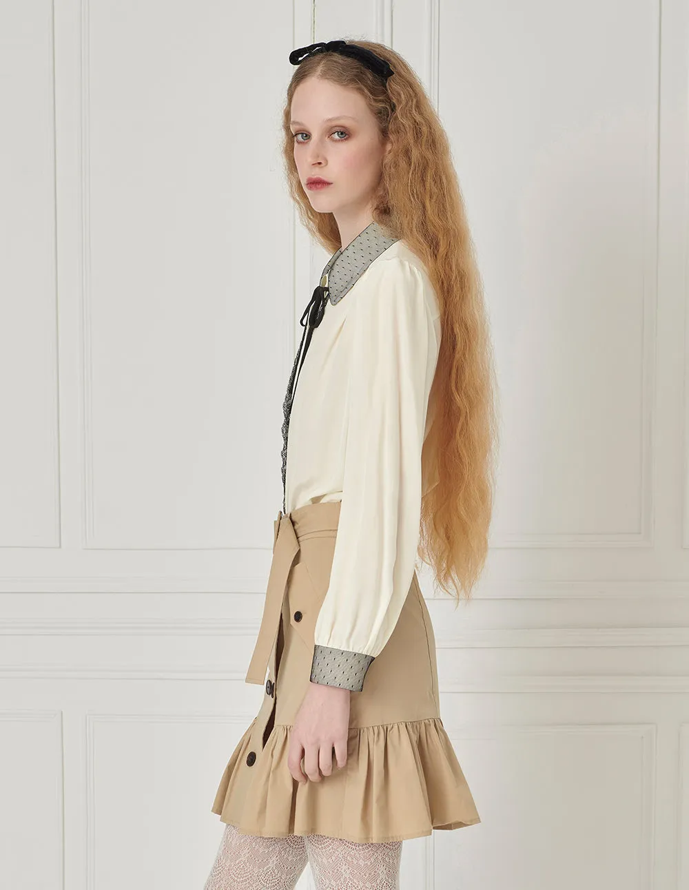 BORA AKSU Versatile A-Line Age-Reducing Khaki Pleated Skirt