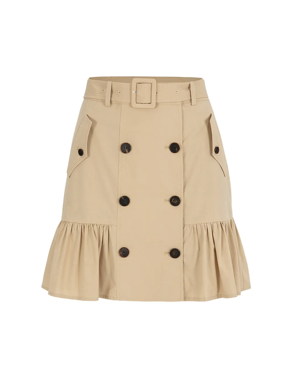 BORA AKSU Versatile A-Line Age-Reducing Khaki Pleated Skirt