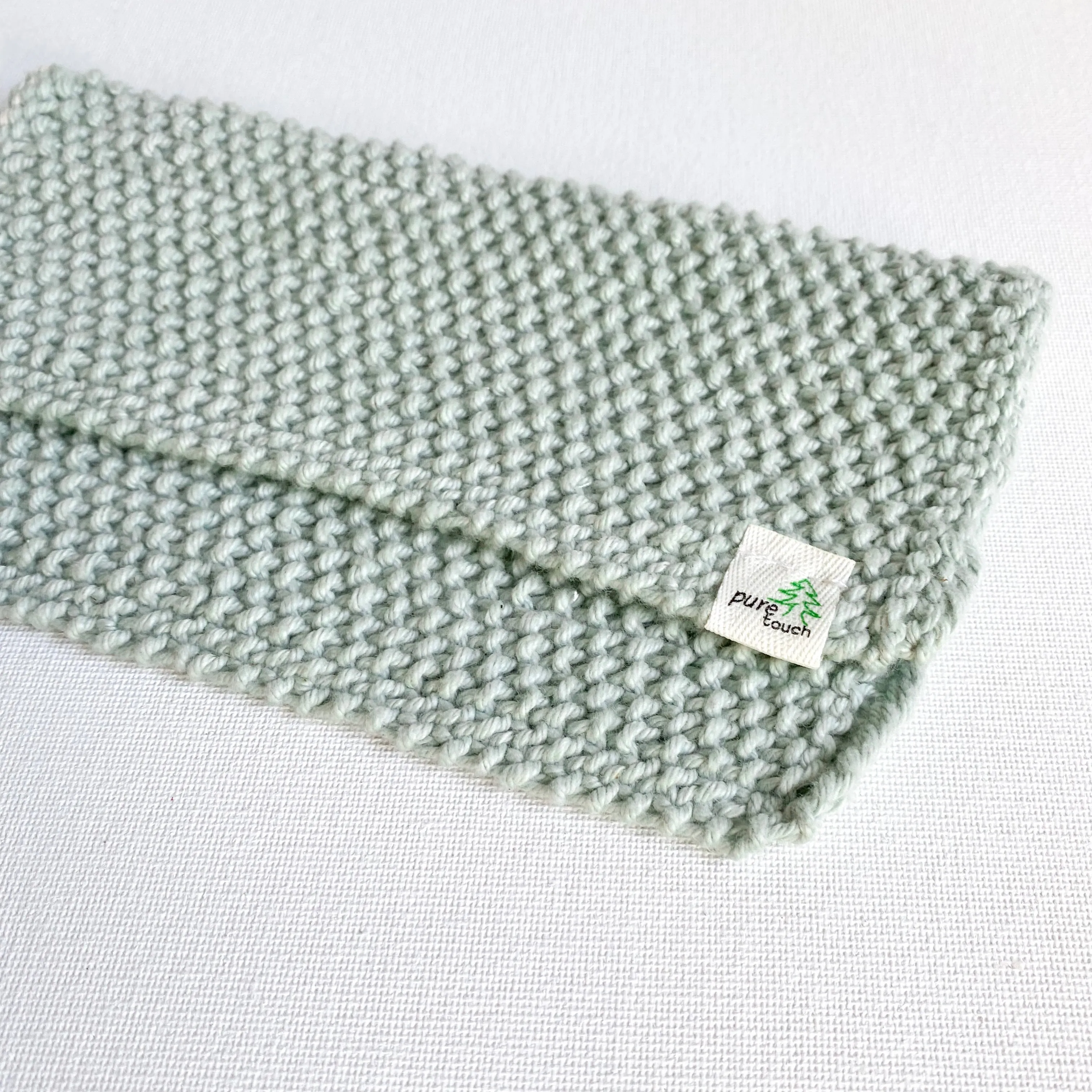 Cotton Dish Cloth - Green with natural trim