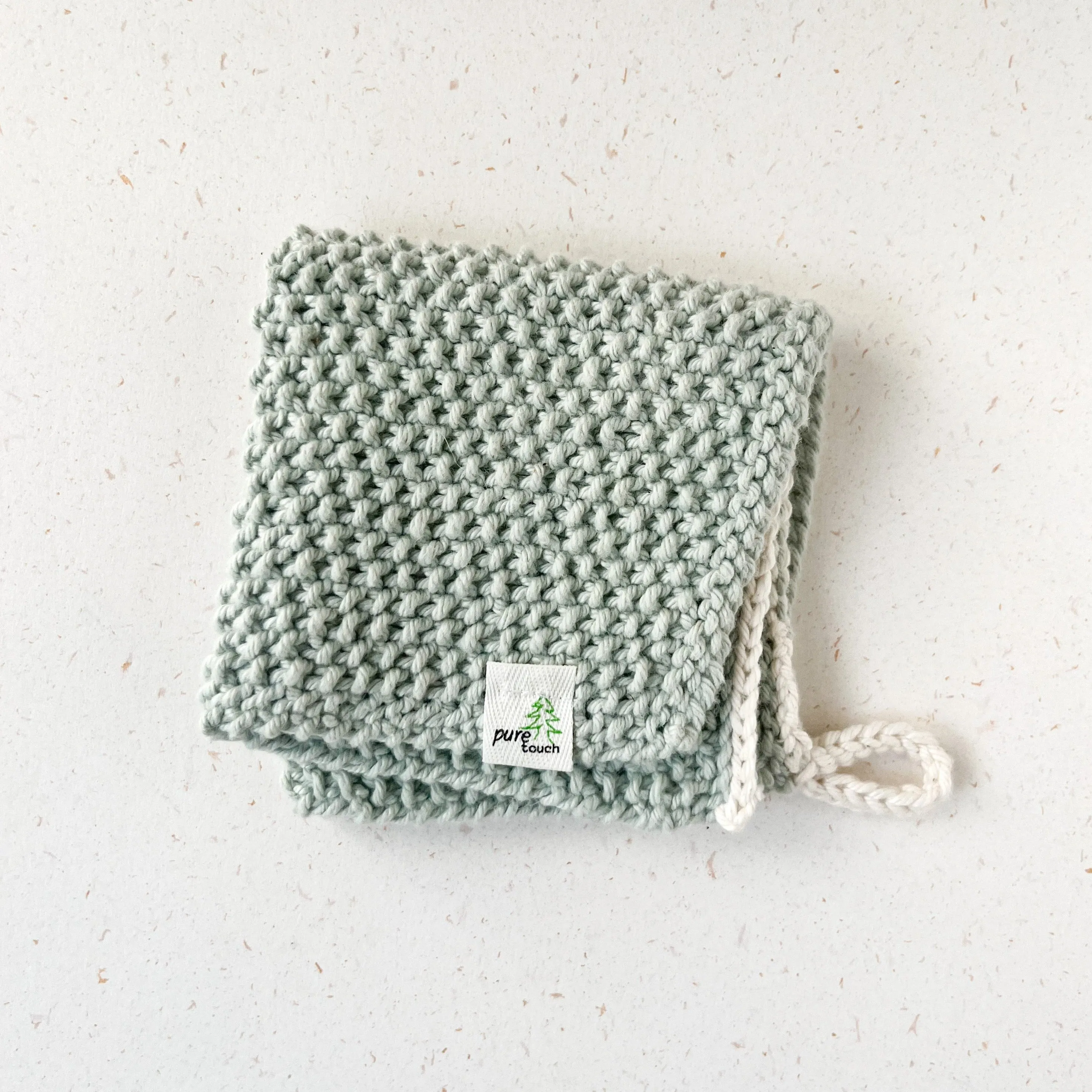 Cotton Dish Cloth - Green with natural trim