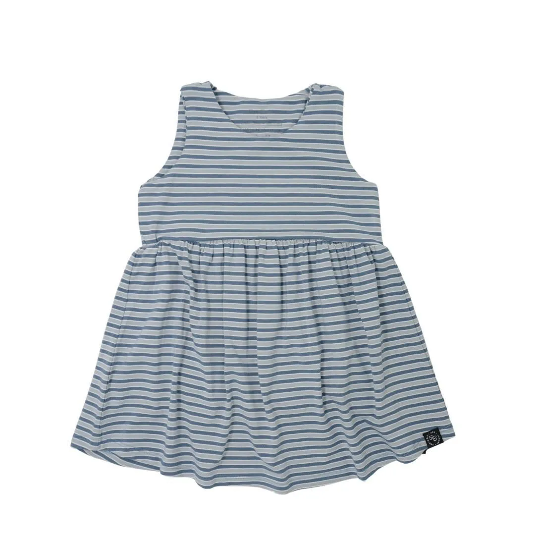 Crescent Moon Dress - Blue Stripes