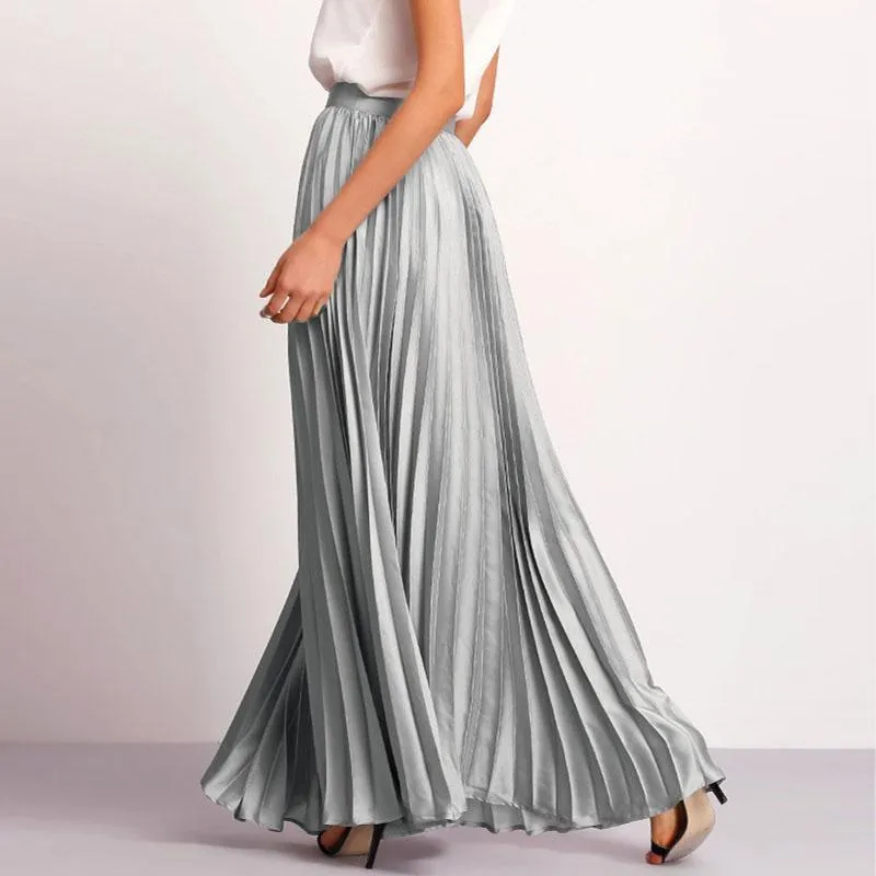 Custom Made Pleated Maxi Women's Skirt, handmade with High Waist zipper,  Floor Length Women Long Skirt Comfortable Chiffon