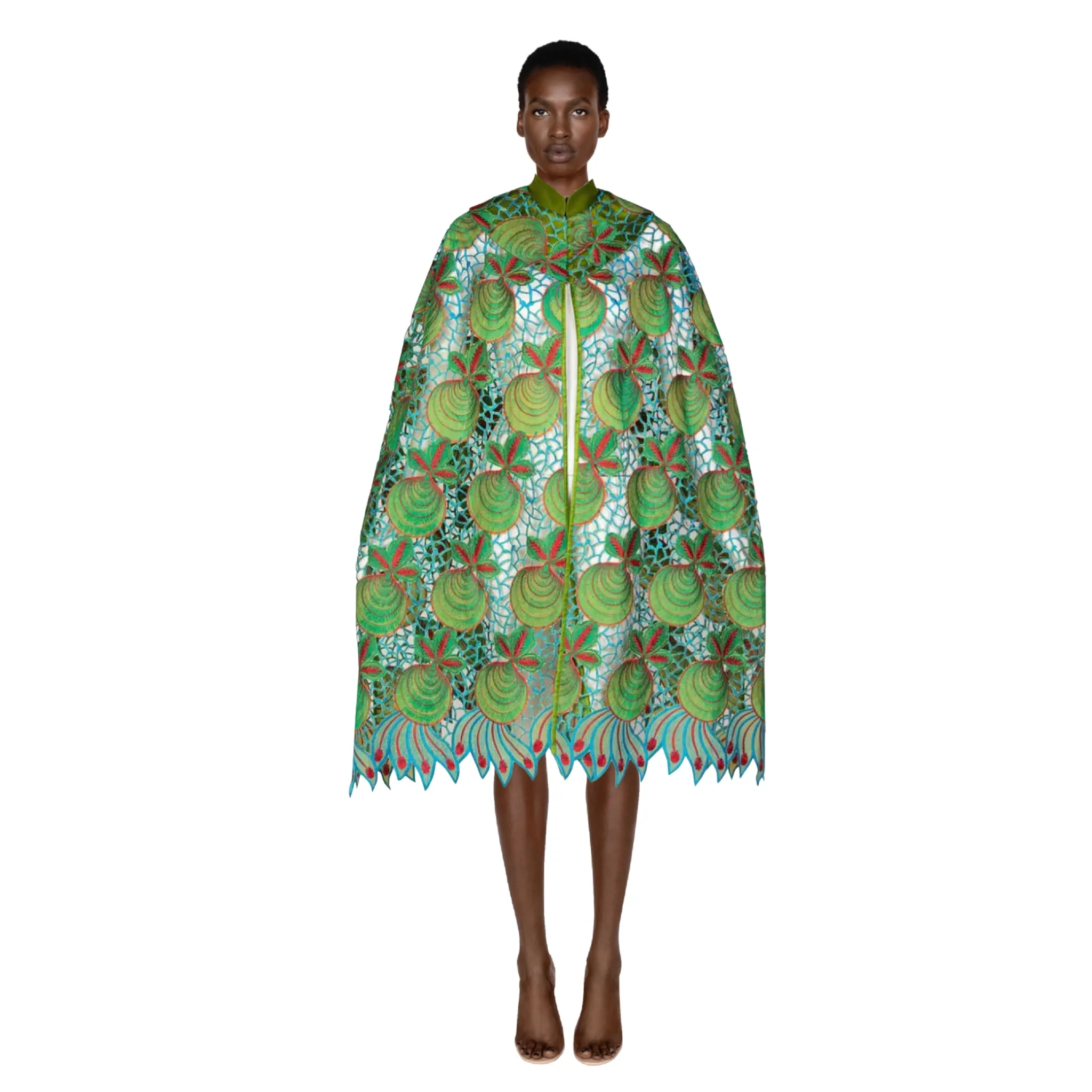 Duro Olowu Cut Out Silk Lace Cape | S/M