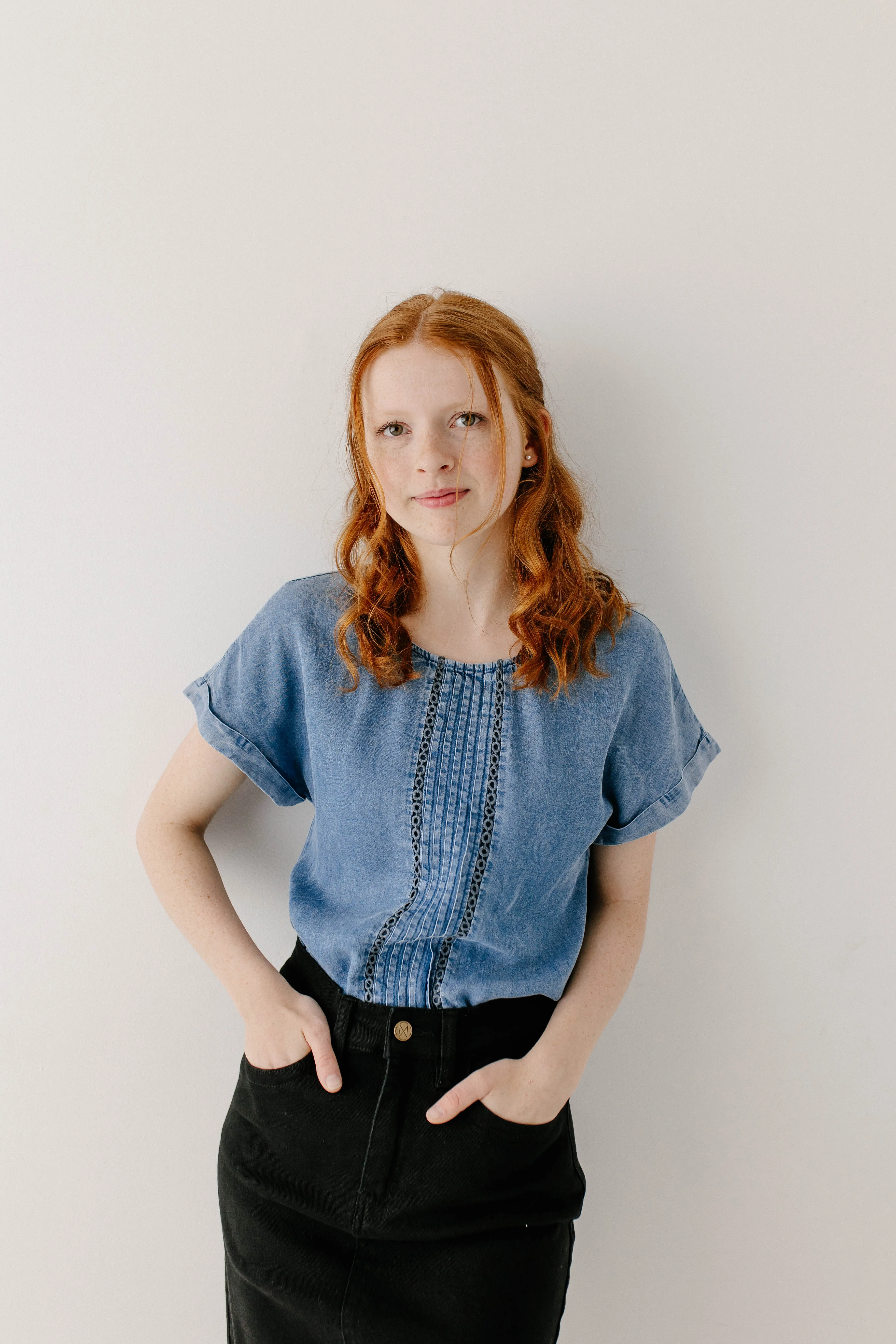 'Emma' Tencel Top in Chambray FINAL SALE