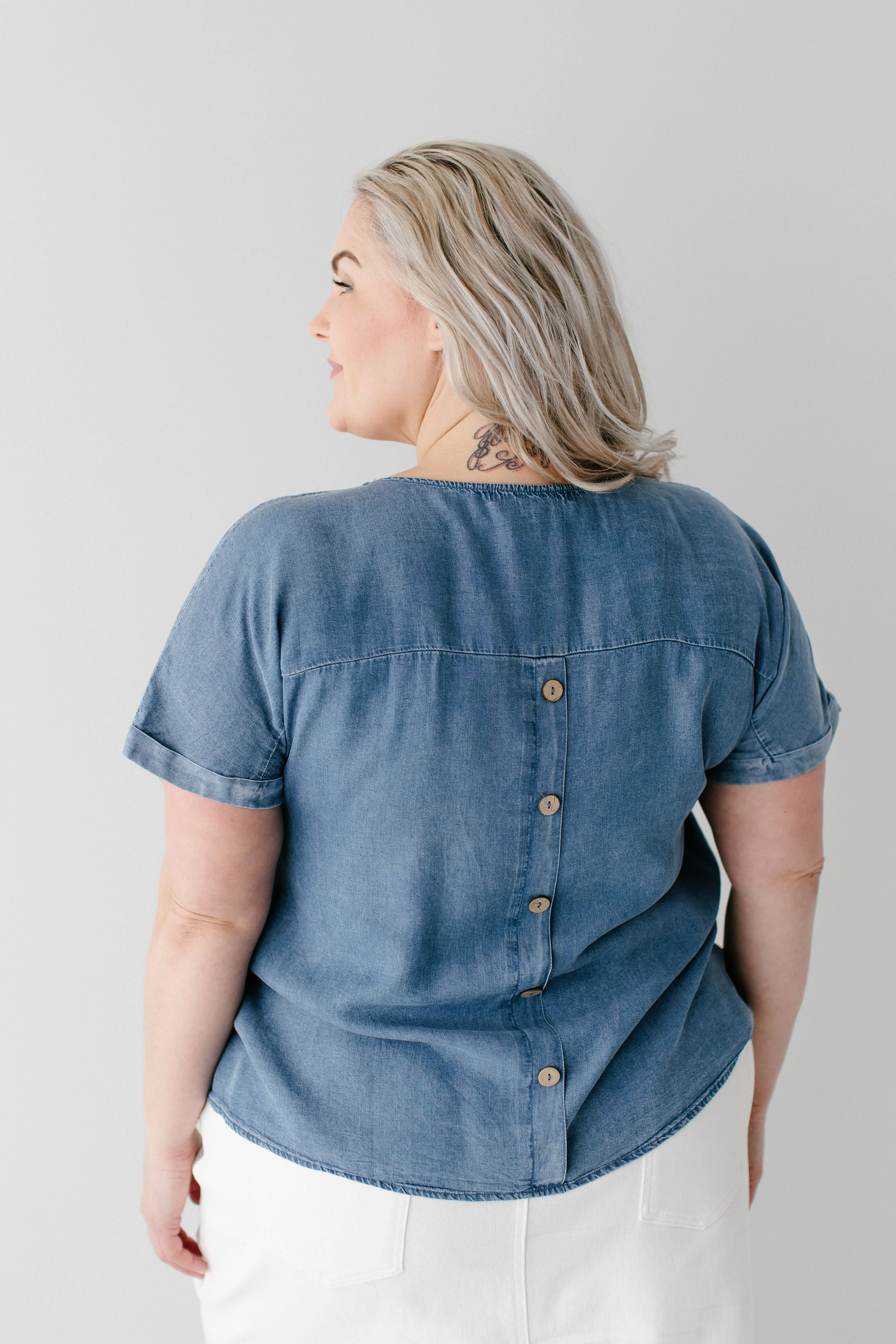 'Emma' Tencel Top in Chambray FINAL SALE