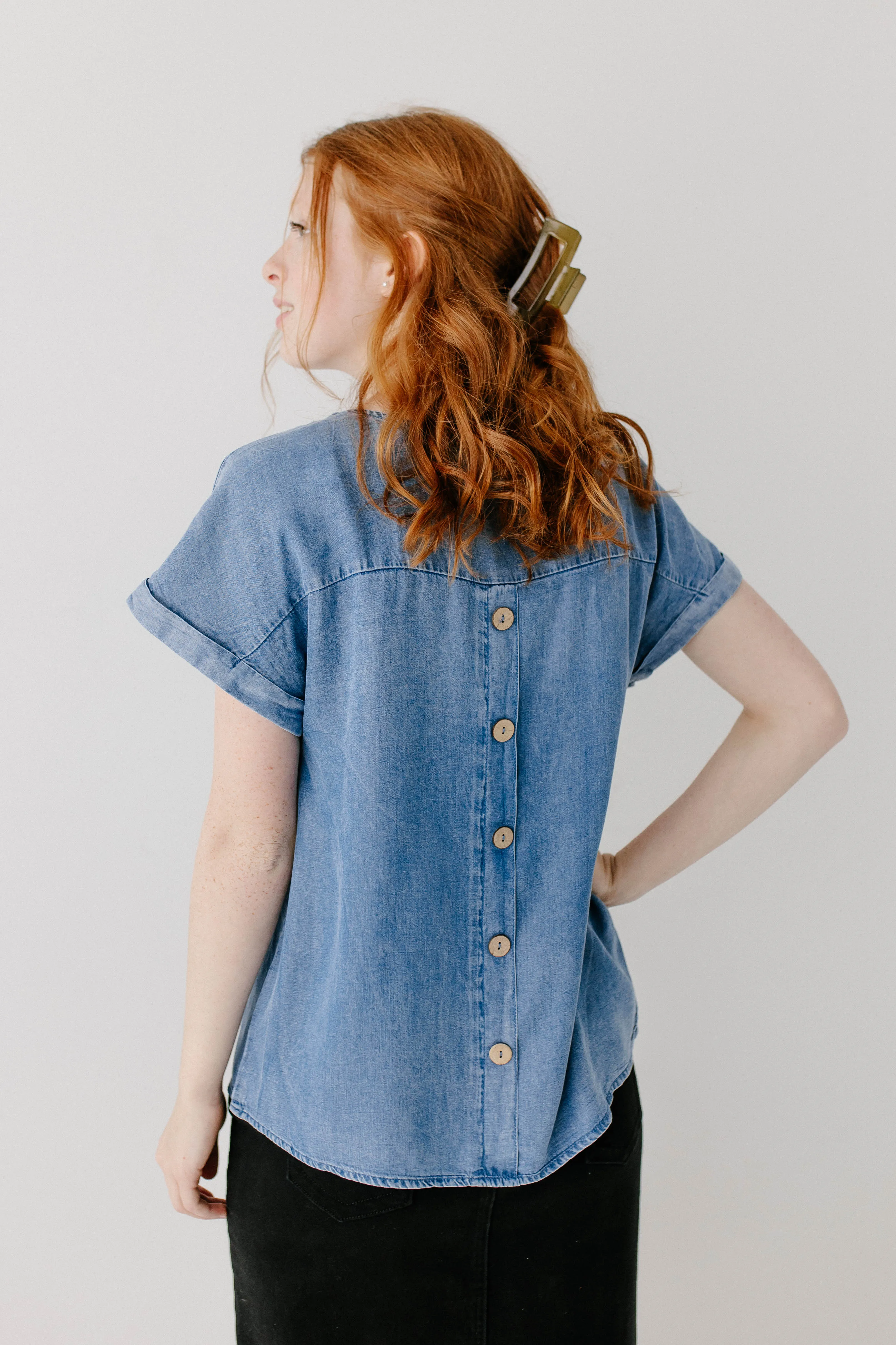 'Emma' Tencel Top in Chambray FINAL SALE