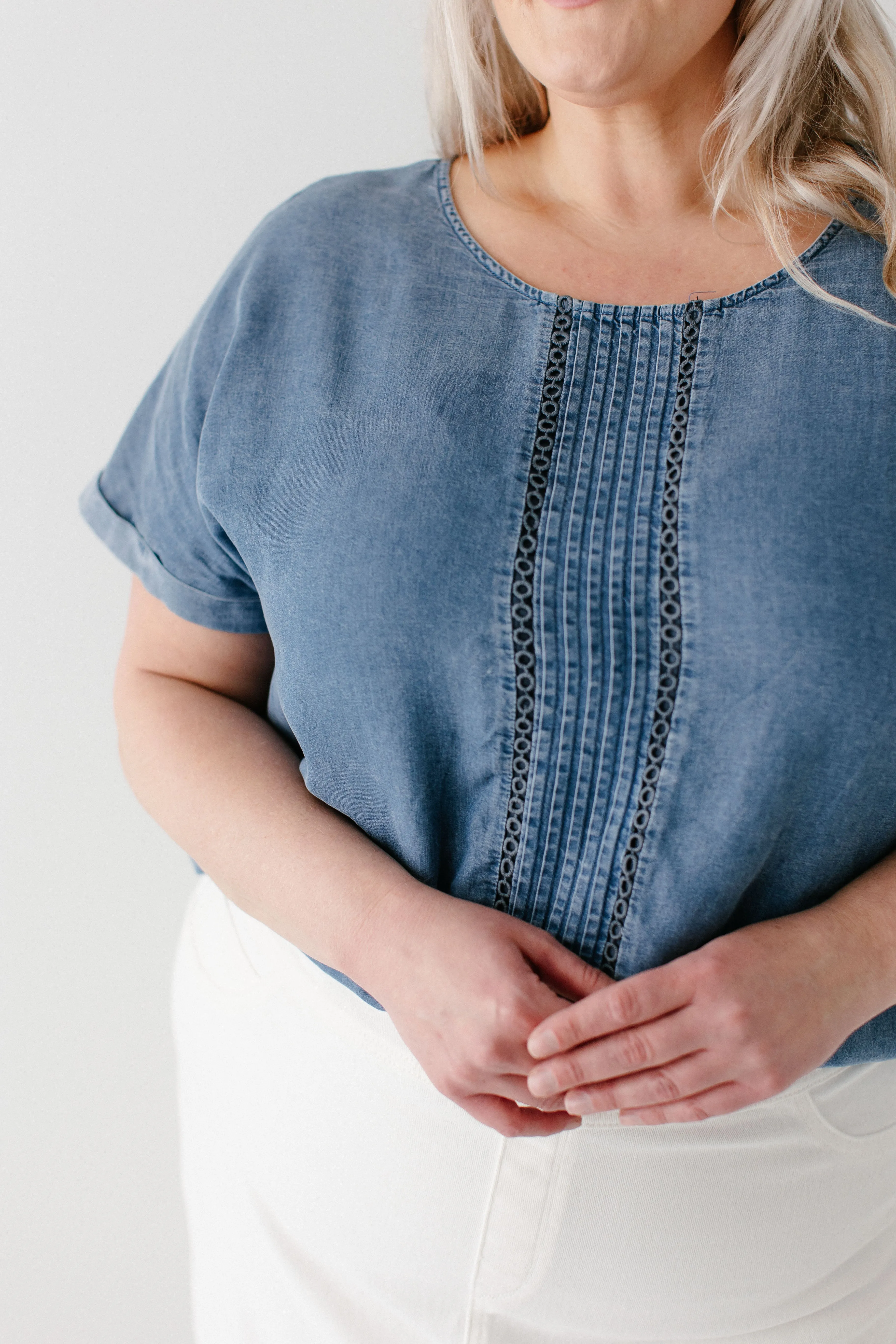 'Emma' Tencel Top in Chambray FINAL SALE