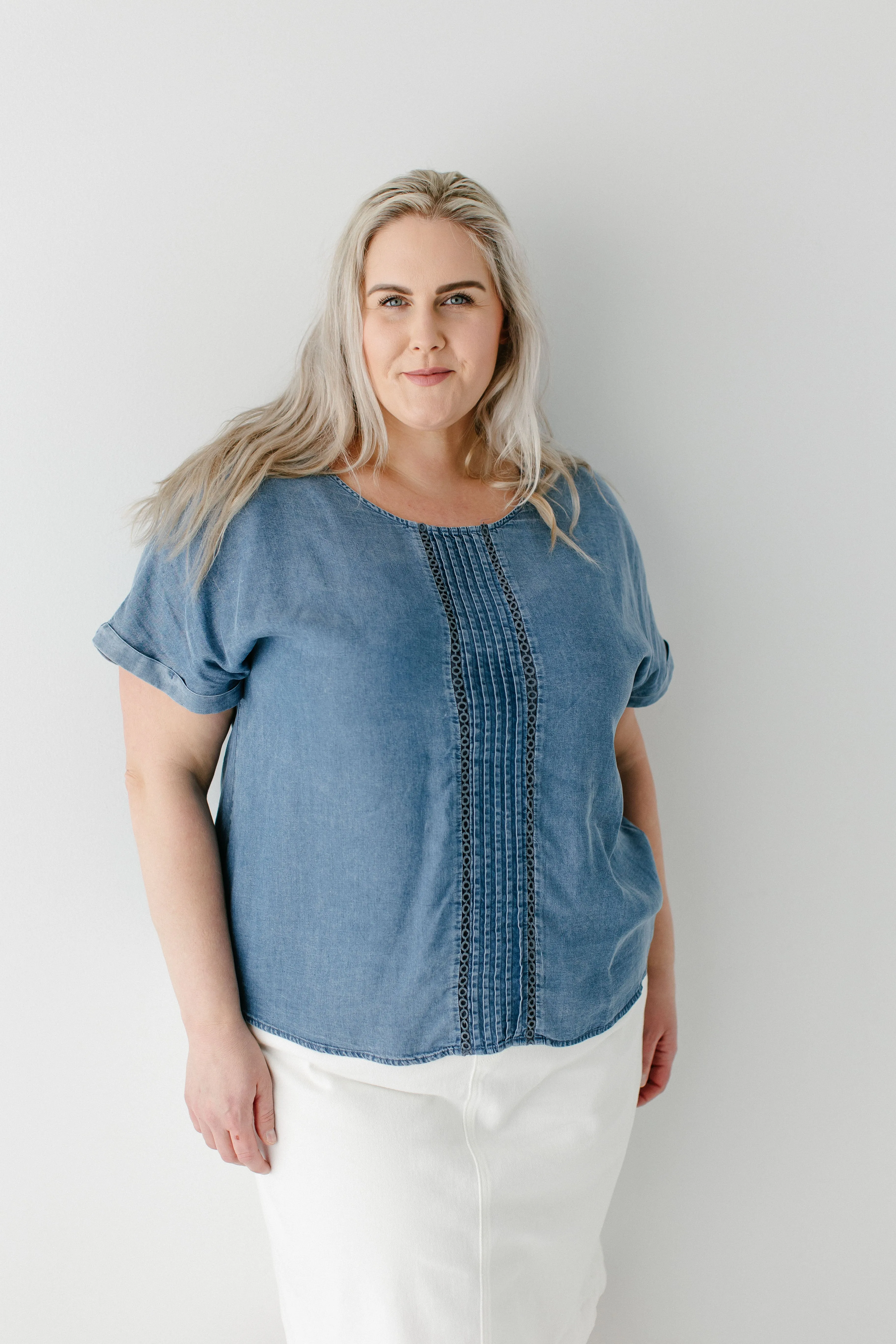 'Emma' Tencel Top in Chambray FINAL SALE