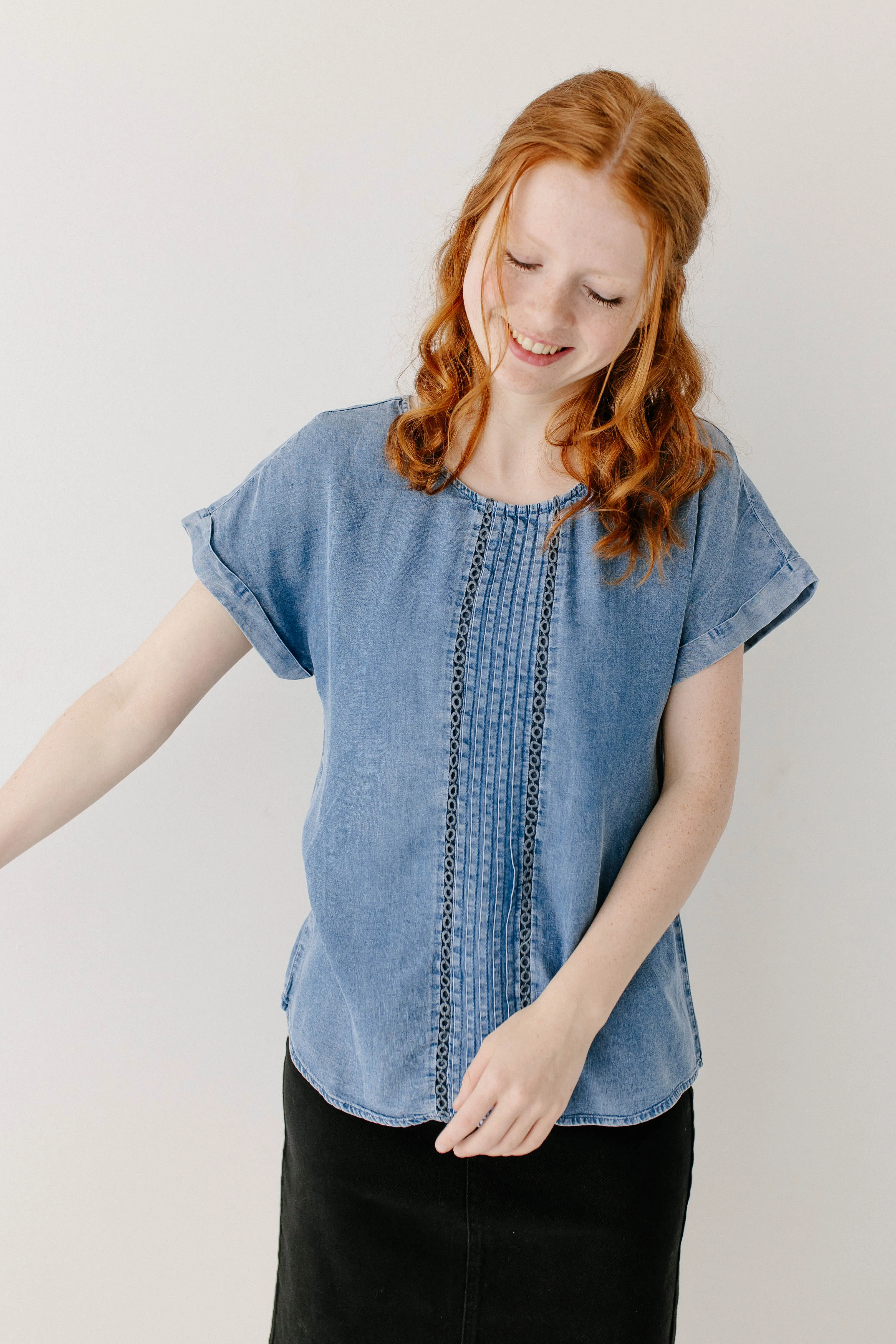 'Emma' Tencel Top in Chambray FINAL SALE