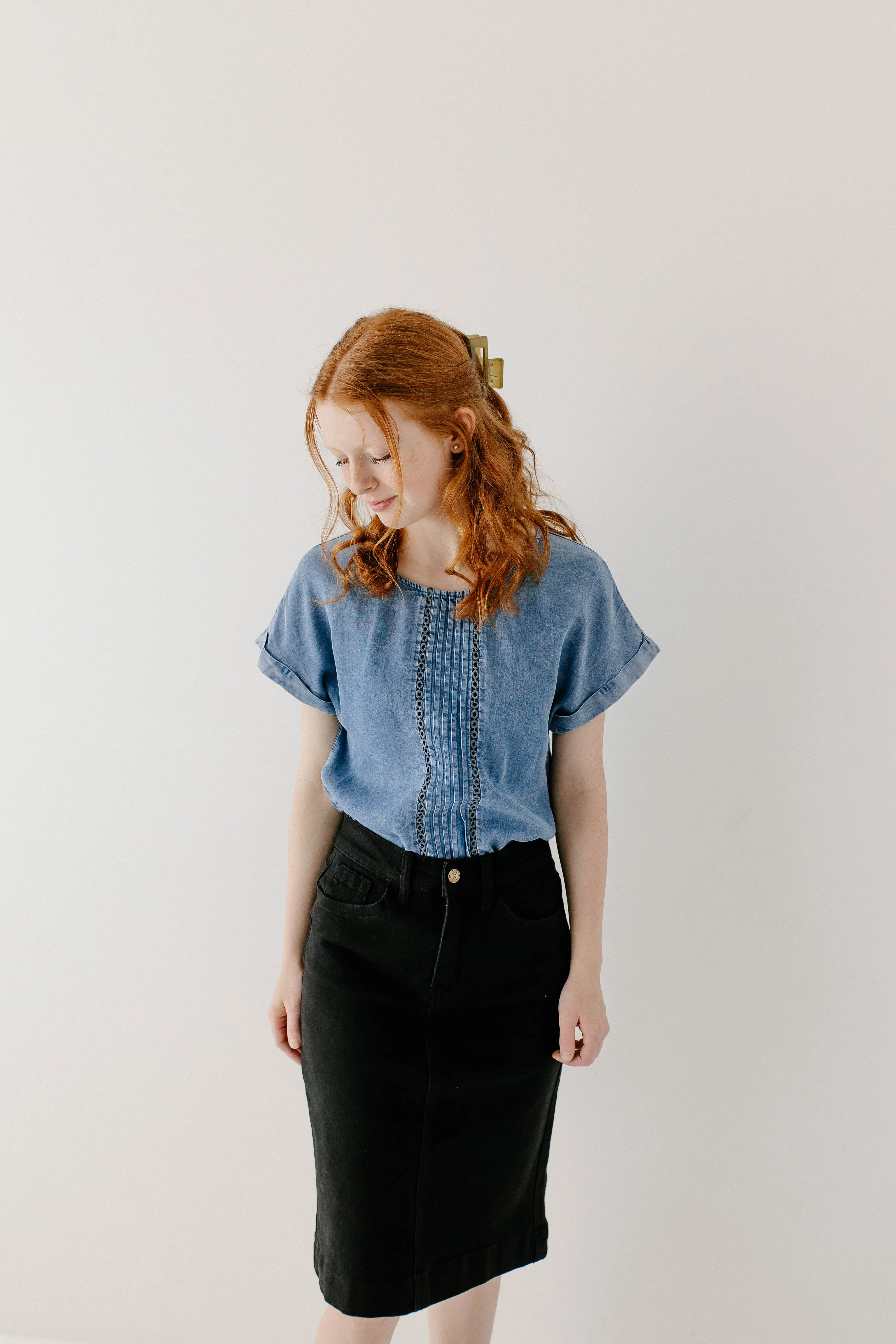 'Emma' Tencel Top in Chambray FINAL SALE