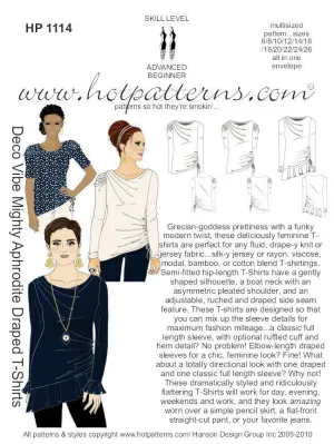 Hot Patterns 1114 - Deco Vibe Mighty Aphrodite Draped T-Shirts