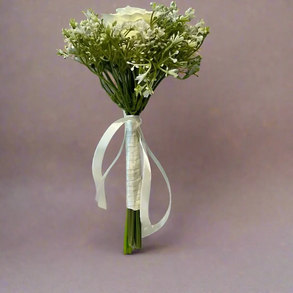 Ivory Rose Artificial Flower Girl Wand