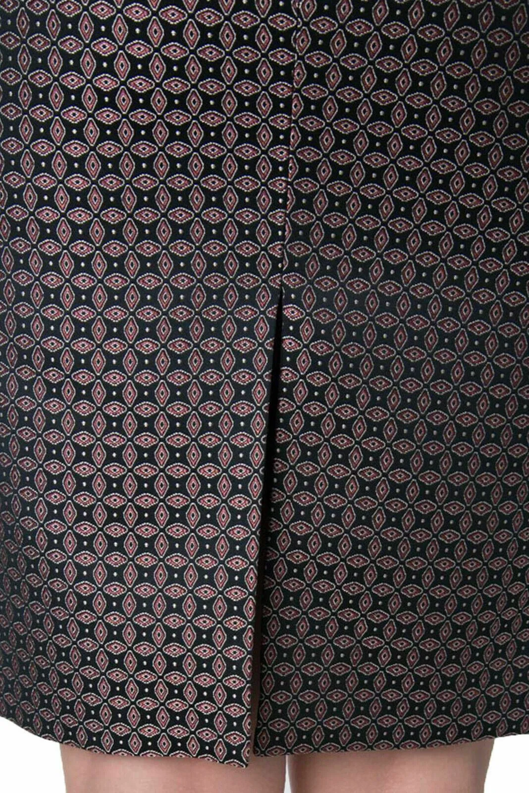 JOSEPH Cravat Jacquard Black Burgundy Pencil Skirt UK 10 US 6 EU 38