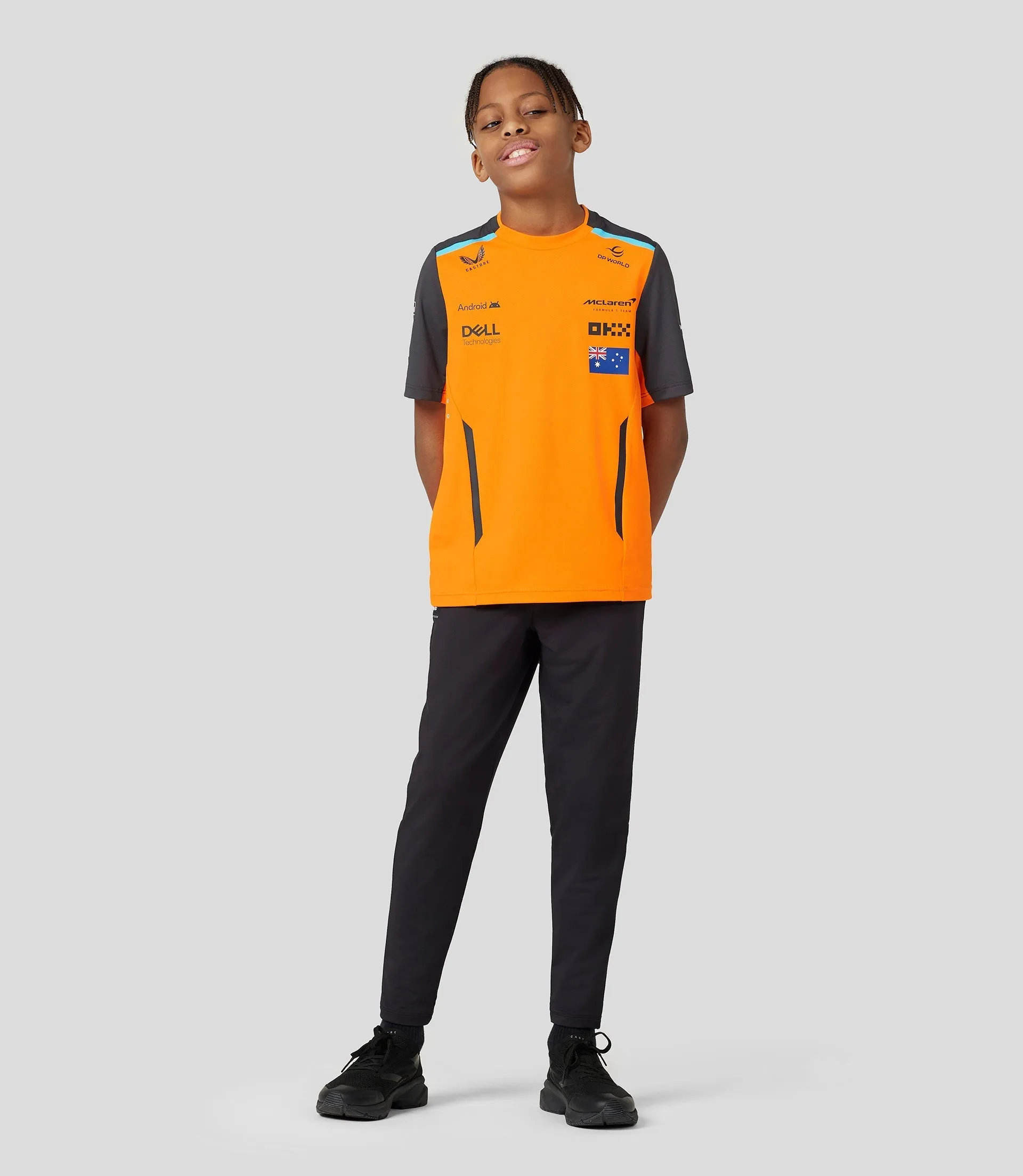 Junior McLaren Official Teamwear Set Up T-Shirt Oscar Piastri Formula 1 - Papaya/Phantom