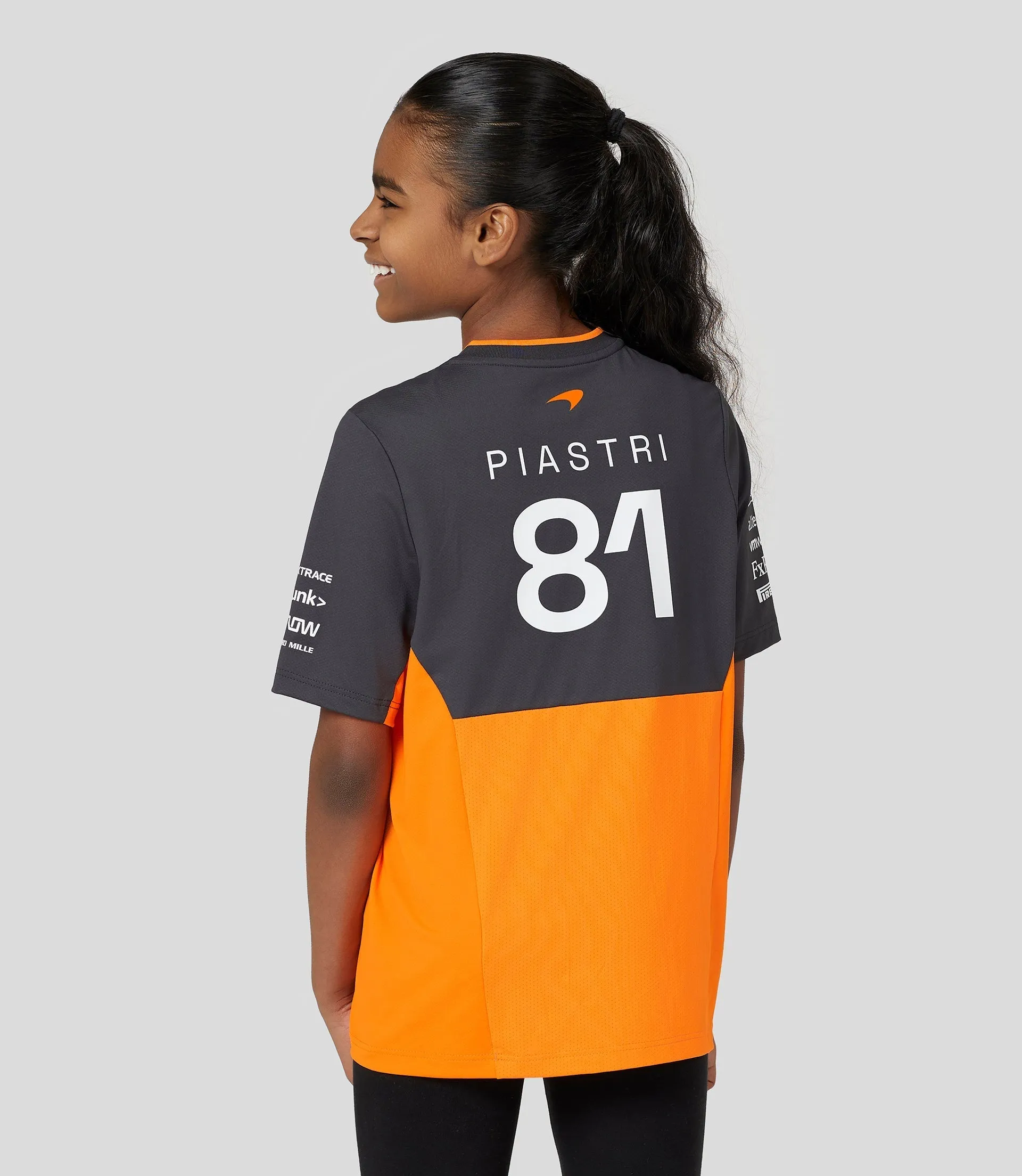 Junior McLaren Official Teamwear Set Up T-Shirt Oscar Piastri Formula 1 - Papaya/Phantom