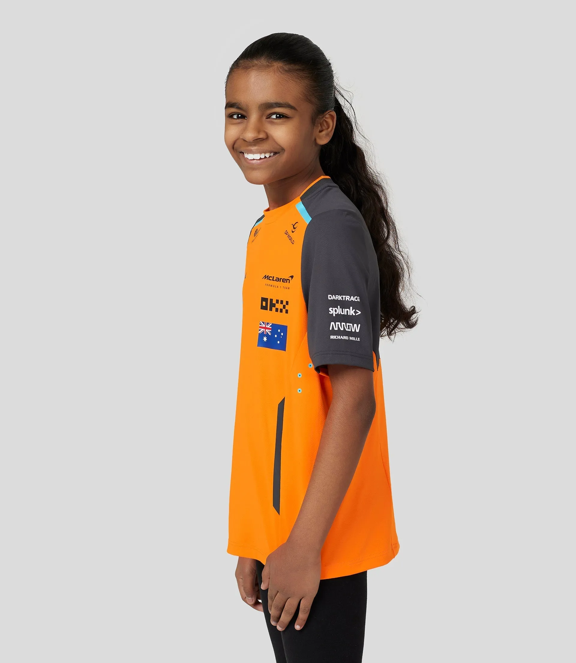 Junior McLaren Official Teamwear Set Up T-Shirt Oscar Piastri Formula 1 - Papaya/Phantom