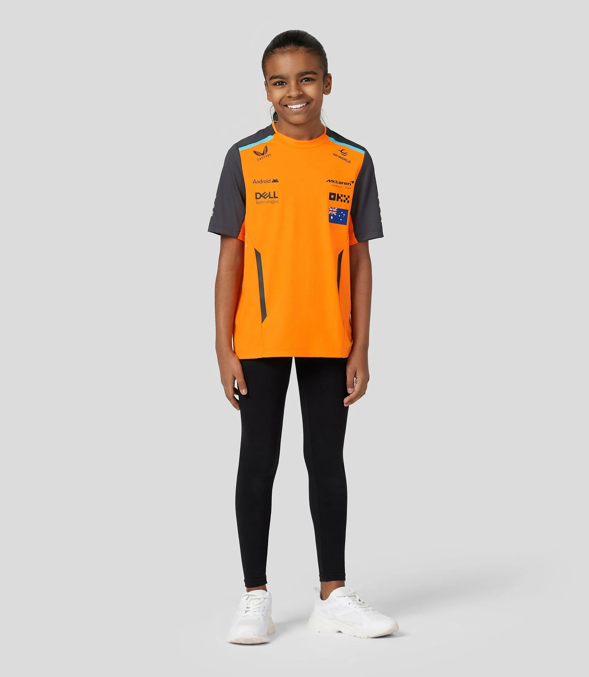 Junior McLaren Official Teamwear Set Up T-Shirt Oscar Piastri Formula 1 - Papaya/Phantom