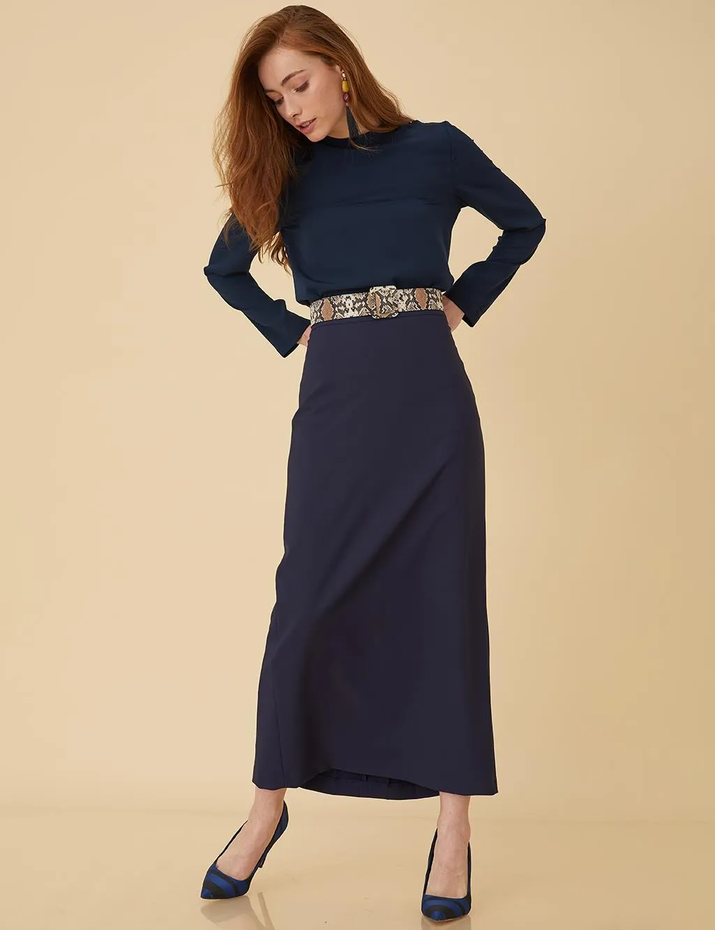 KA Pencil Skirt Navy Blue