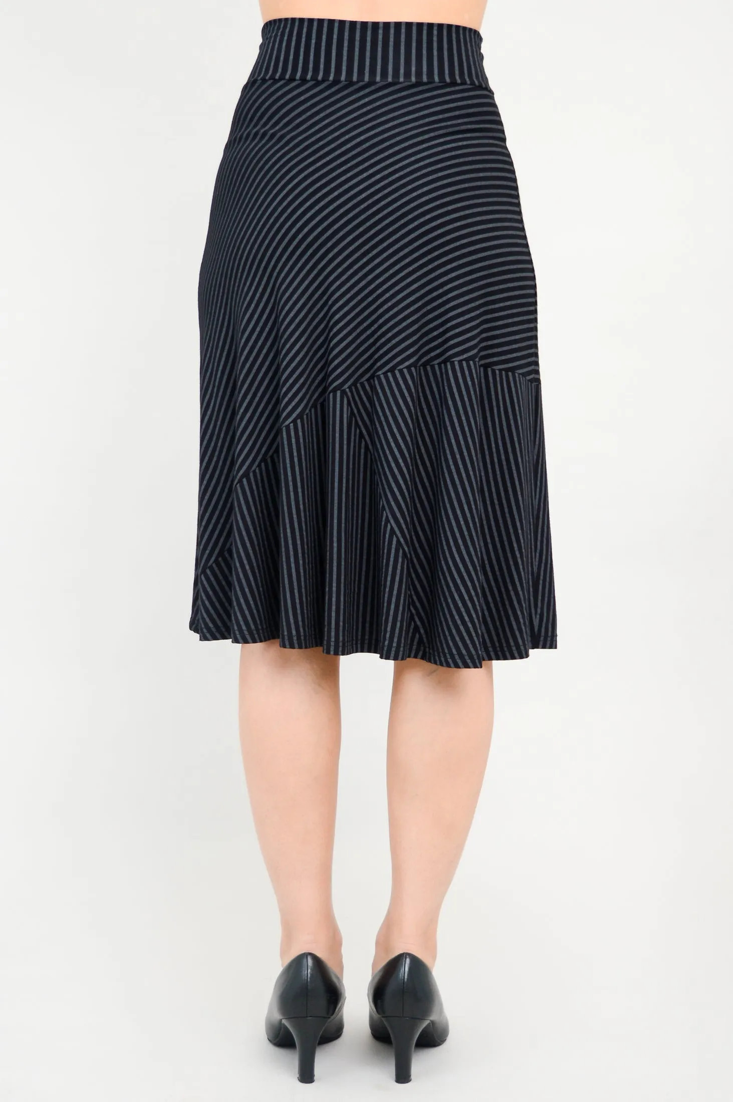 Lillian Skirt, Blk/Grey Stripe, Bamboo