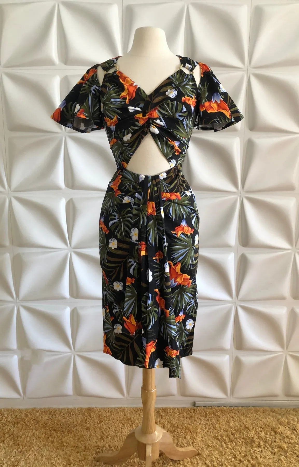 Lost Jungle Front Sash Pencil Dress