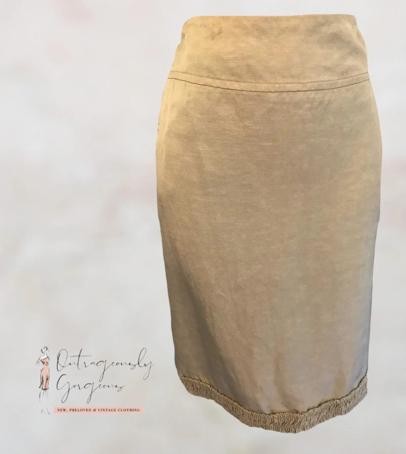 Marcelino Light Beige Linen Mix Pencil Skirt UK 14 US10 EU 42