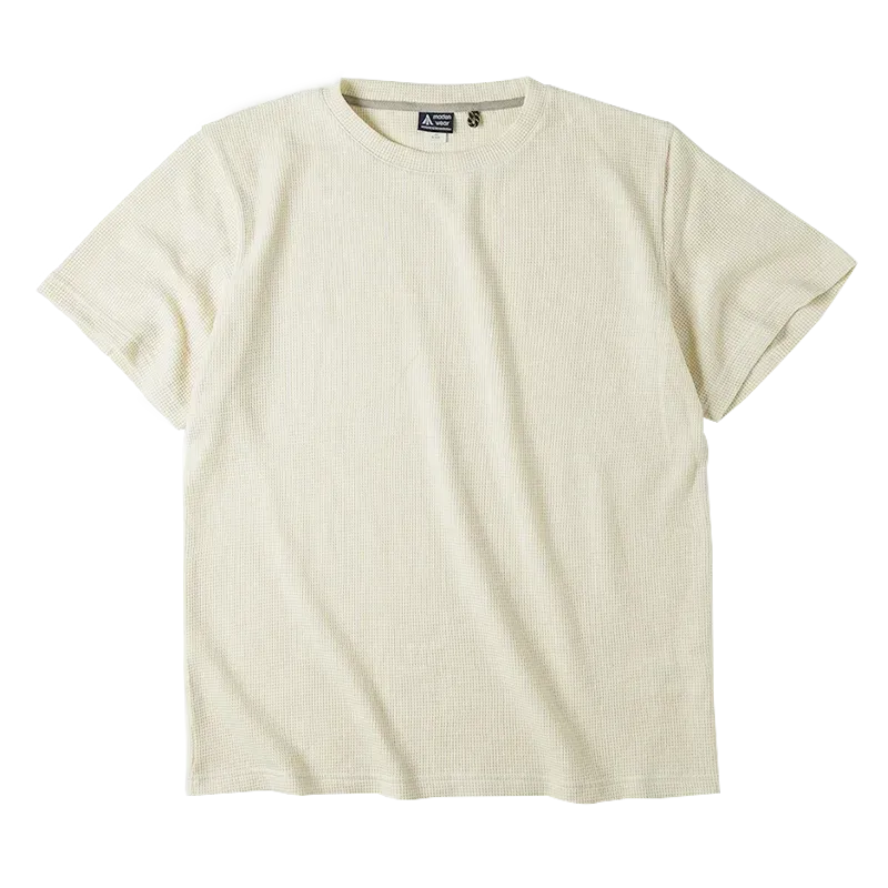 Men's Waffle T-shirt Solid Color Short Sleeve Top - Off White