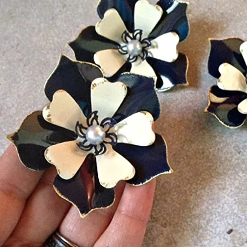 Navy Blue Distressed Brooch