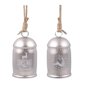 Platinum Metal Bell Tree Ornament 2 Asst (6x6x11cm)