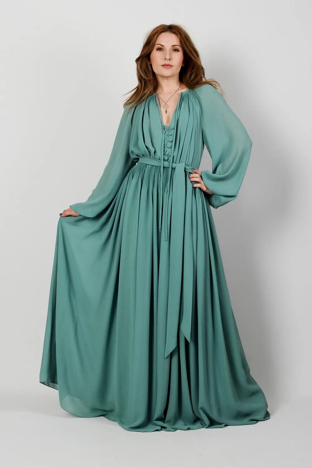 Poet Sleeve Goddess Maxi Dress