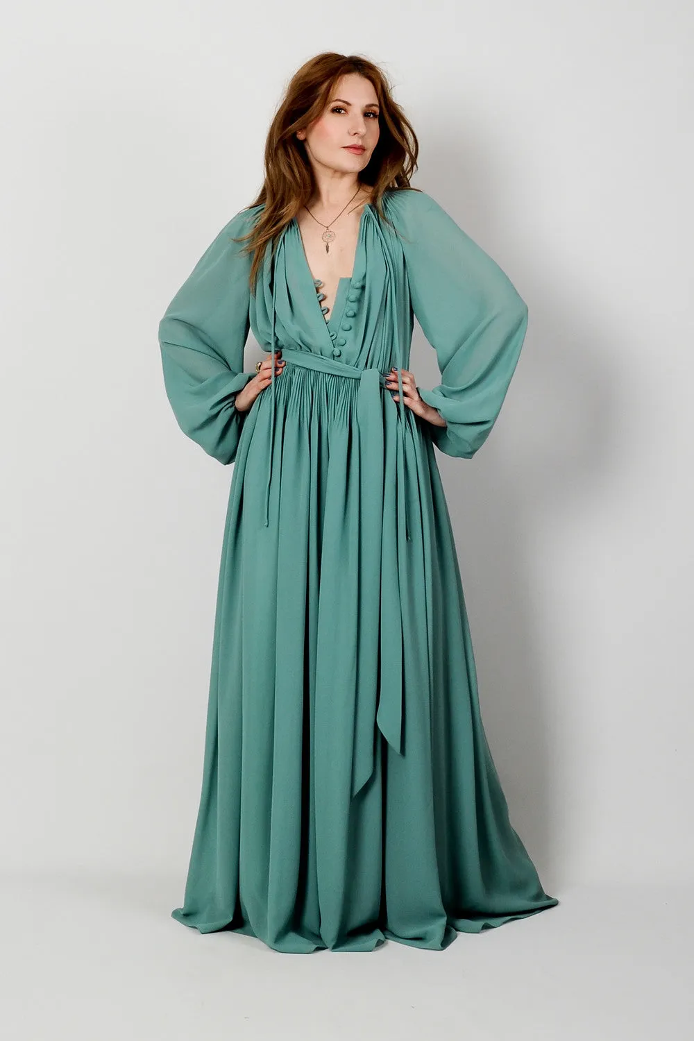 Poet Sleeve Goddess Maxi Dress