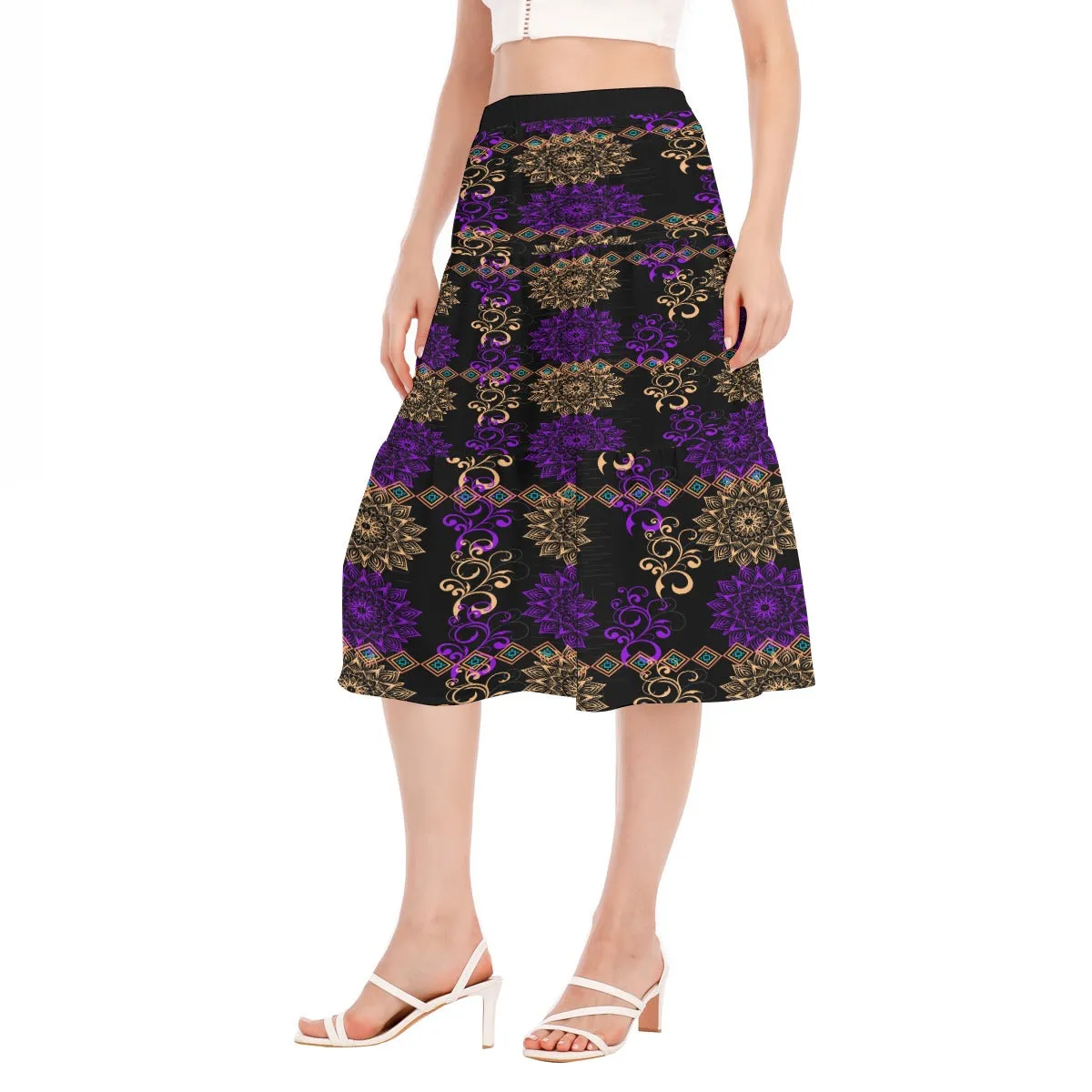 Royal Hues Women's Stitched Pleated Chiffon Skirt