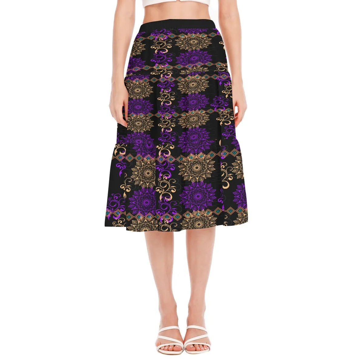 Royal Hues Women's Stitched Pleated Chiffon Skirt