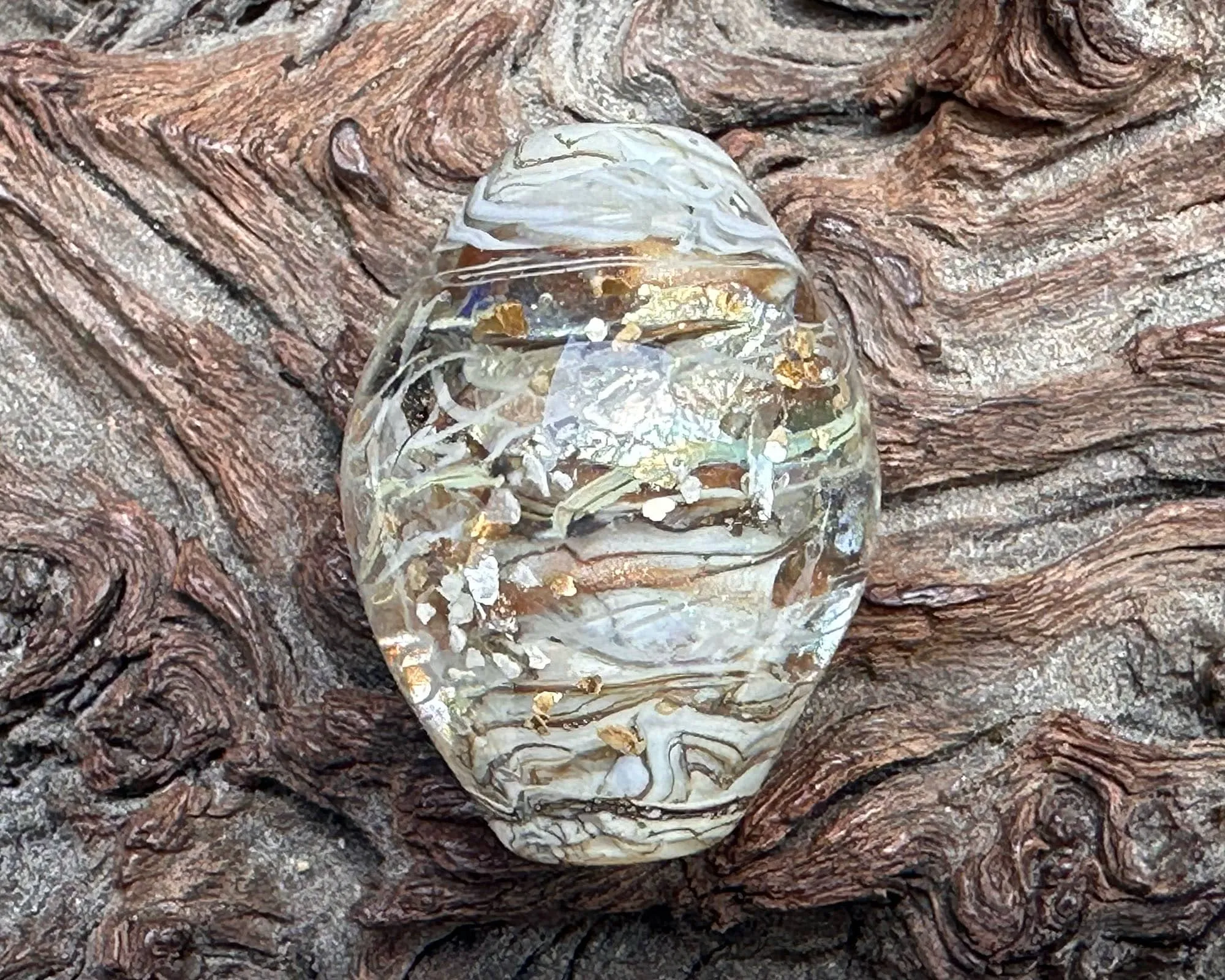 Silver Metals Organic Lampwork Focal Bead SRA